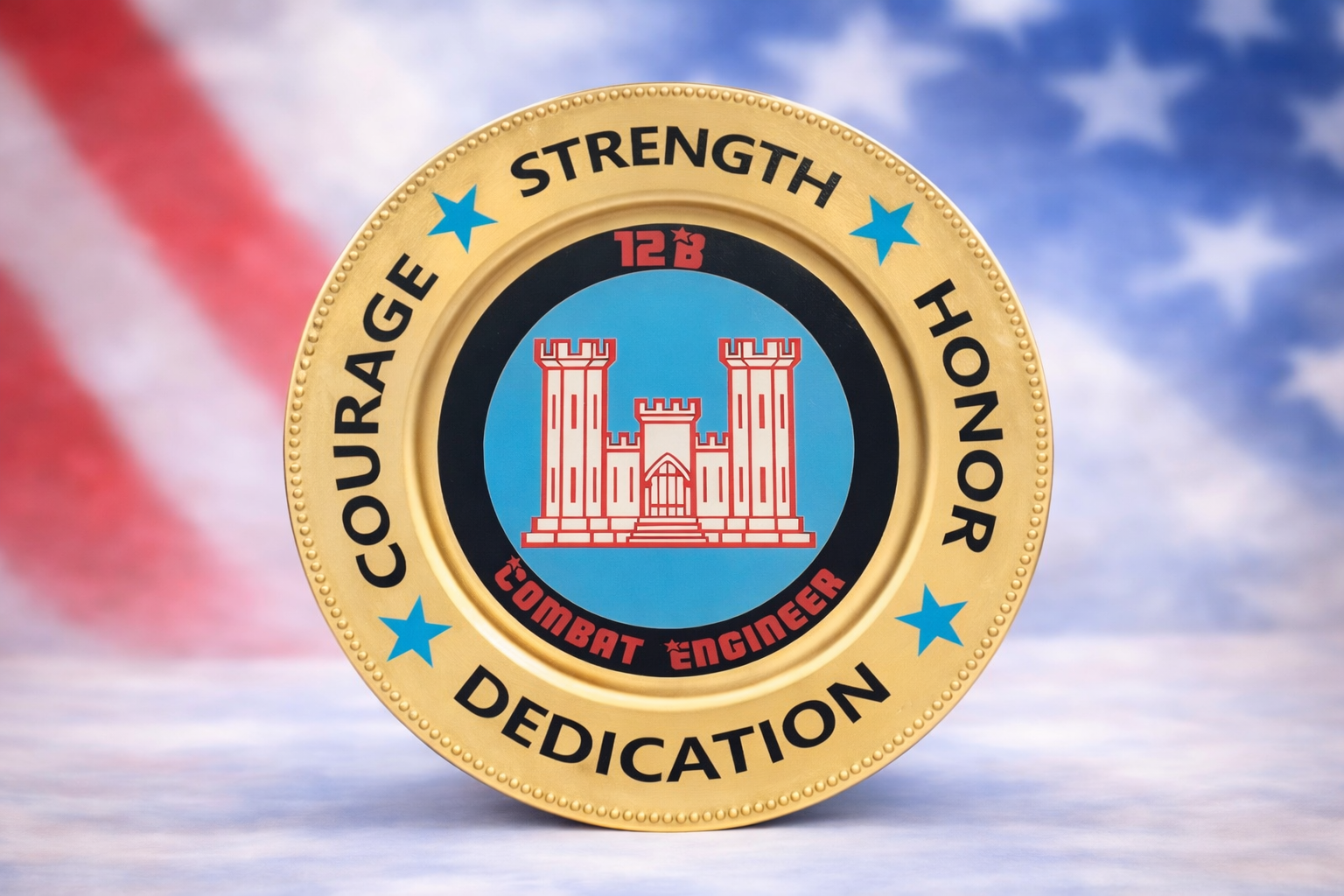 U.S. Army Combat Engineer 12B Veteran Tribute Plate-Signature Collection