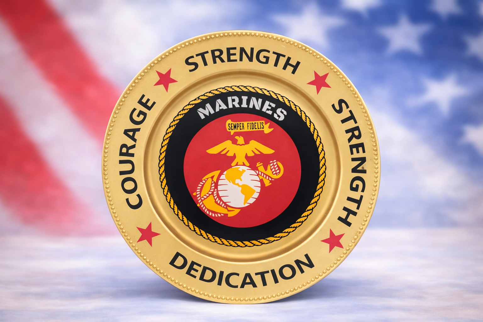 U.S. Marines Strength Courage Dedication Tribute Plate-Signature Collection