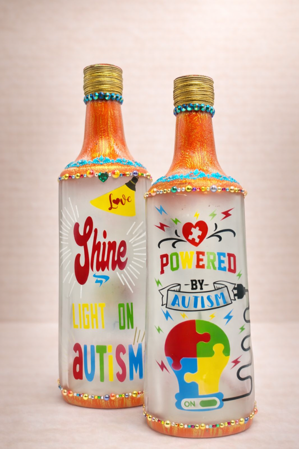 Powered by Autism Inspirational Decorative Bottle-Luxury Collection