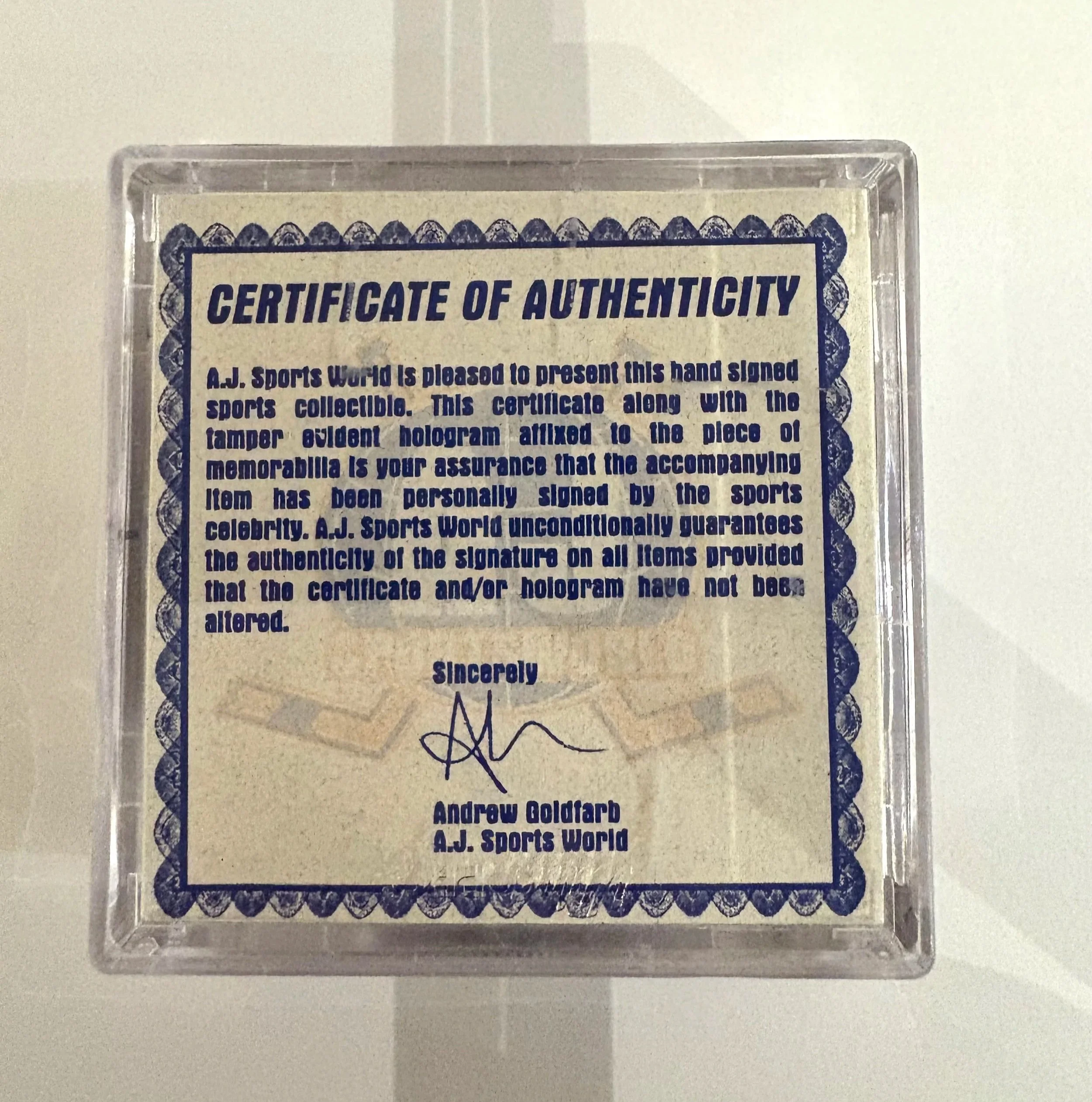 Jean Béliveau Signed Pucks certificate of authenticity