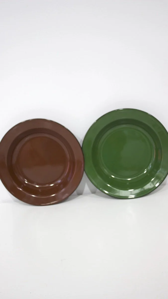 Brown + Green Enamel Plates