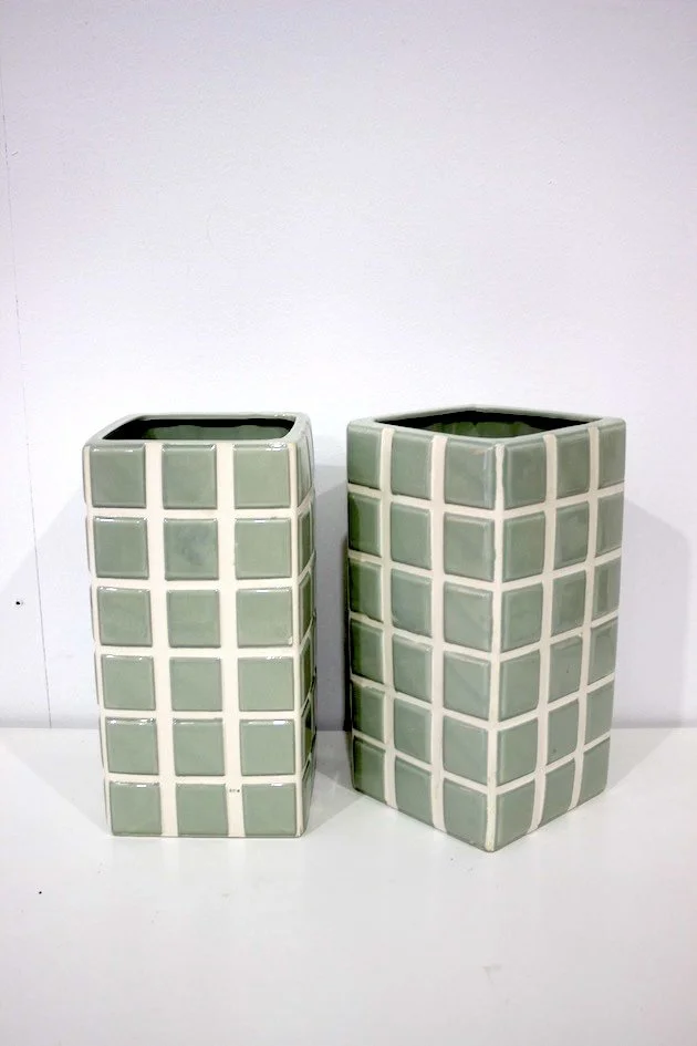 Light Blue Ceramic Tile Vases 01 x2