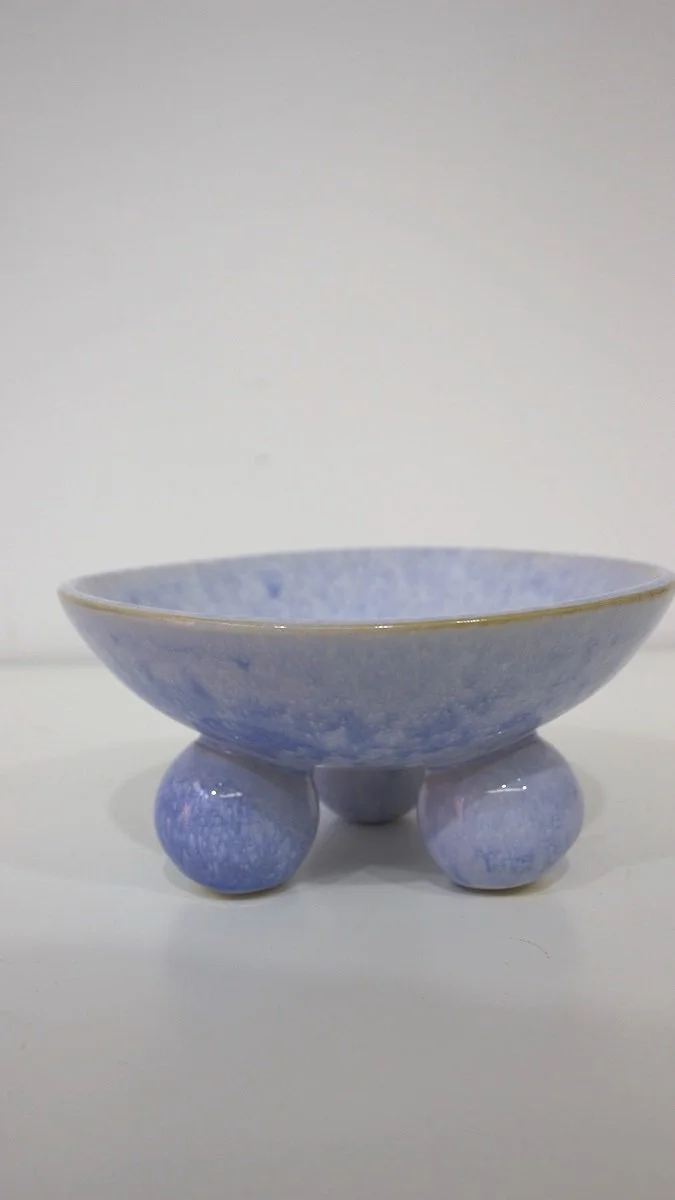 Ceramic Blue Tray w Round Feet