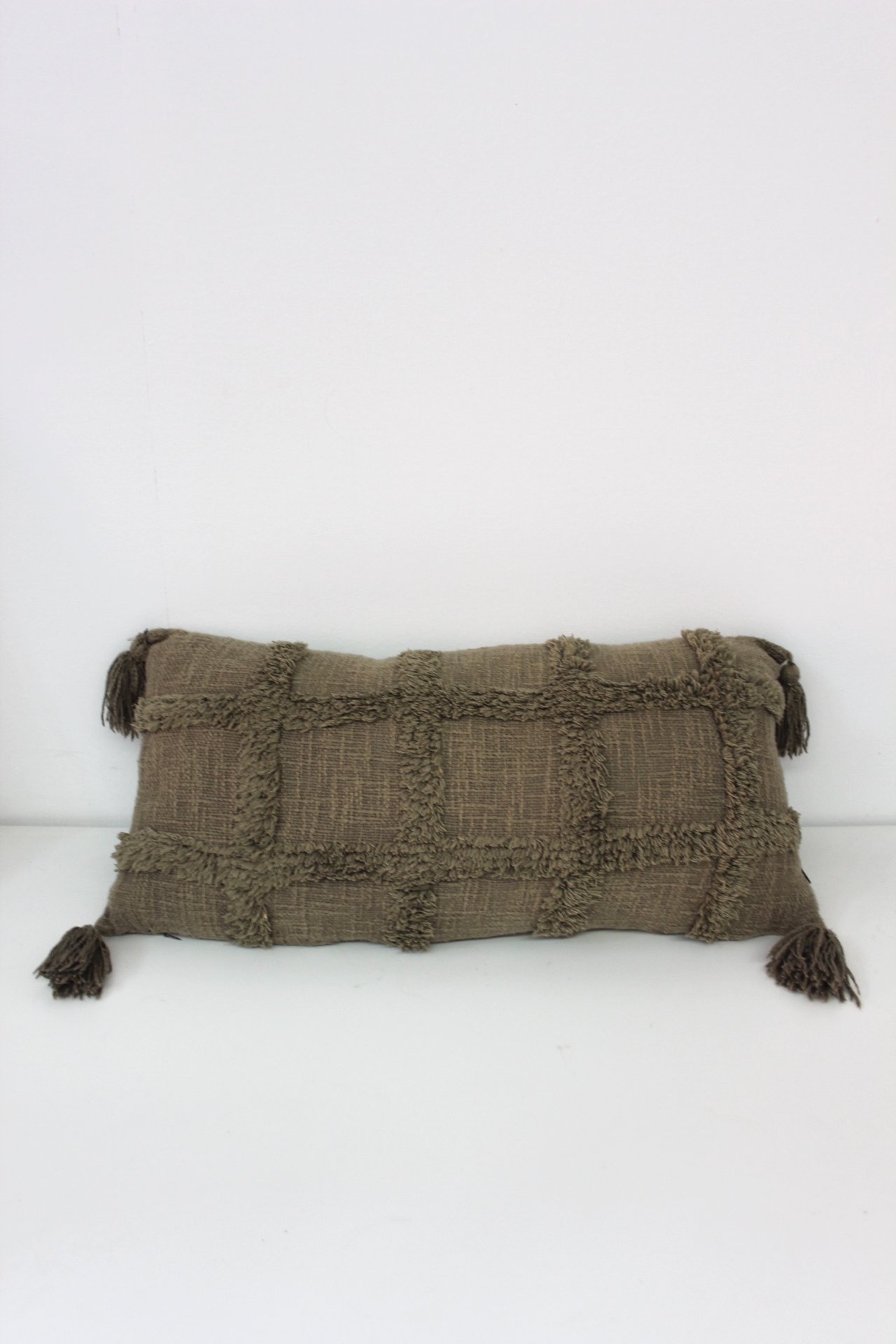 Khaki Tufted Cushion 58x28cm