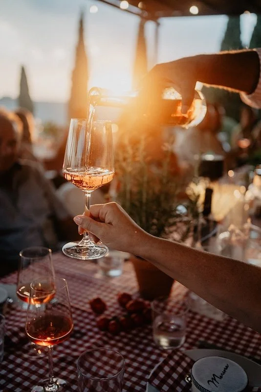 Rosé wine will be served at the pizza party at Villa Boscarello in Tuscany