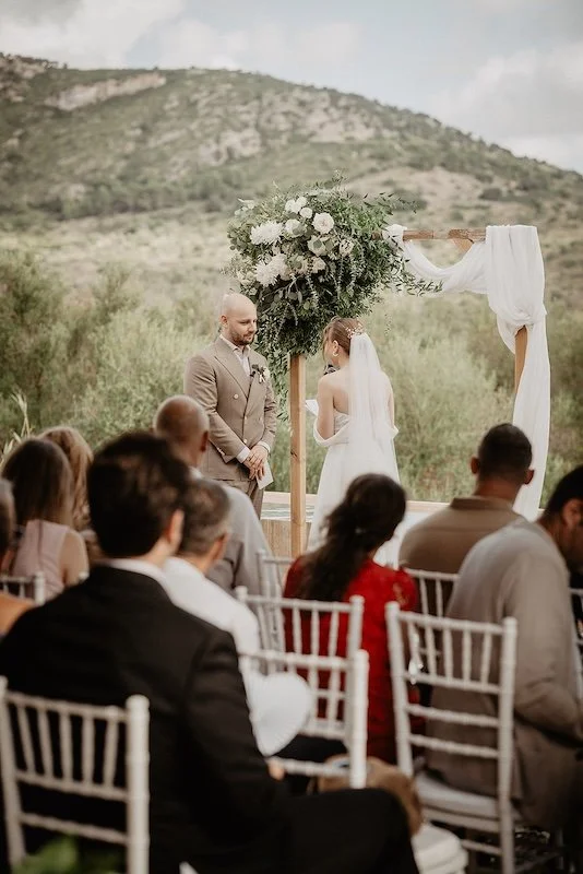 Outdoor wedding ceremony in the countryside during a multi-day destination wedding in Mallorca