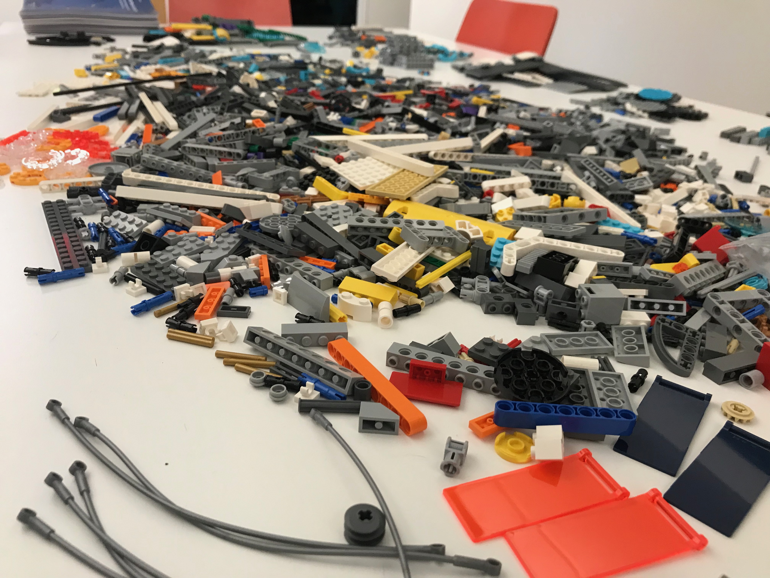 Legos all over the table!