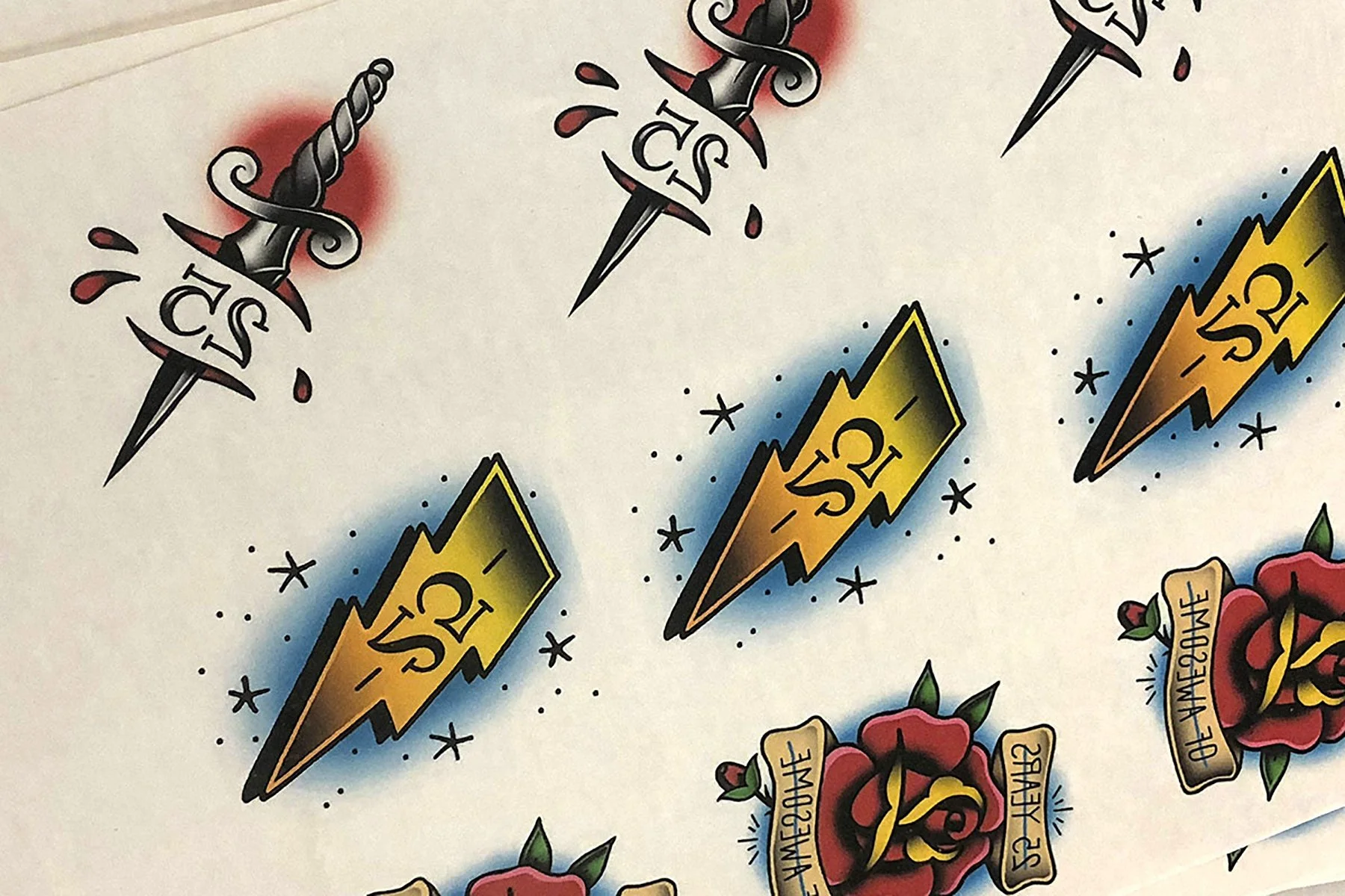 Temporary tattoo designs featuring the number 25
