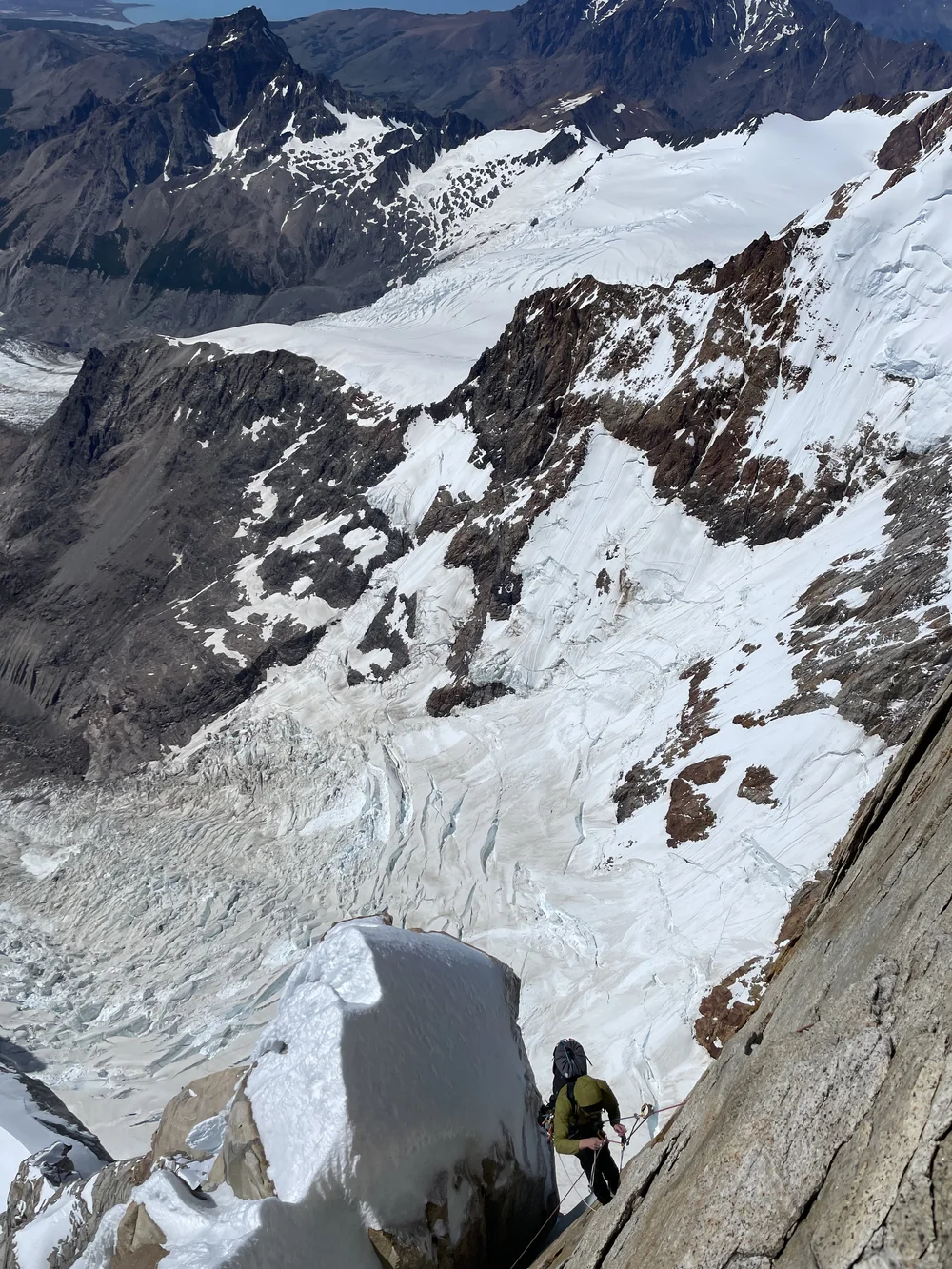 Lowering out on the last pitch of the headwall (Photo: Colin Haley)