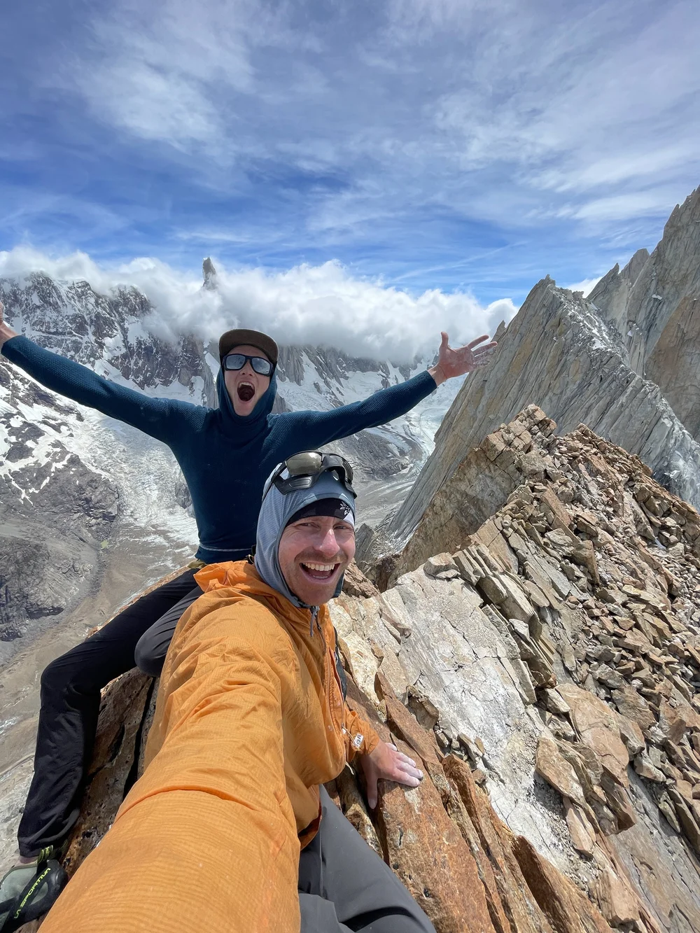 Selfie with Cerro Torre in the background (Photo: Colin Haley)