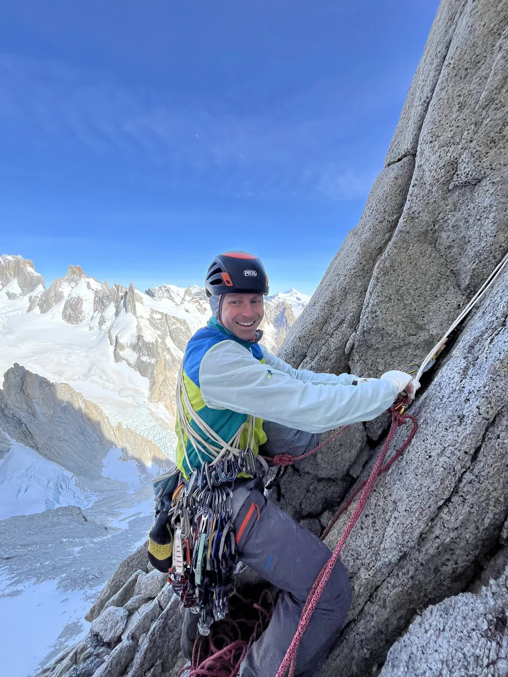 Colin starting up the first pitch of the route