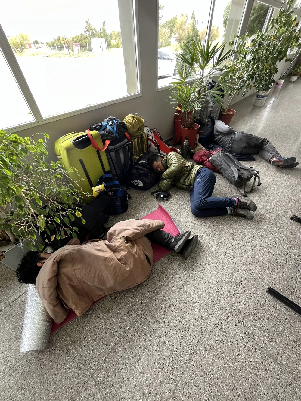 Everyone passed out in a random bus station
