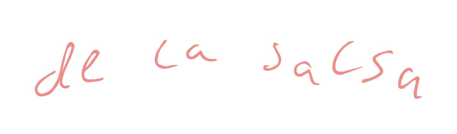 Decorative text that reads "de la salsa" in pink cursive font on a transparent background.
