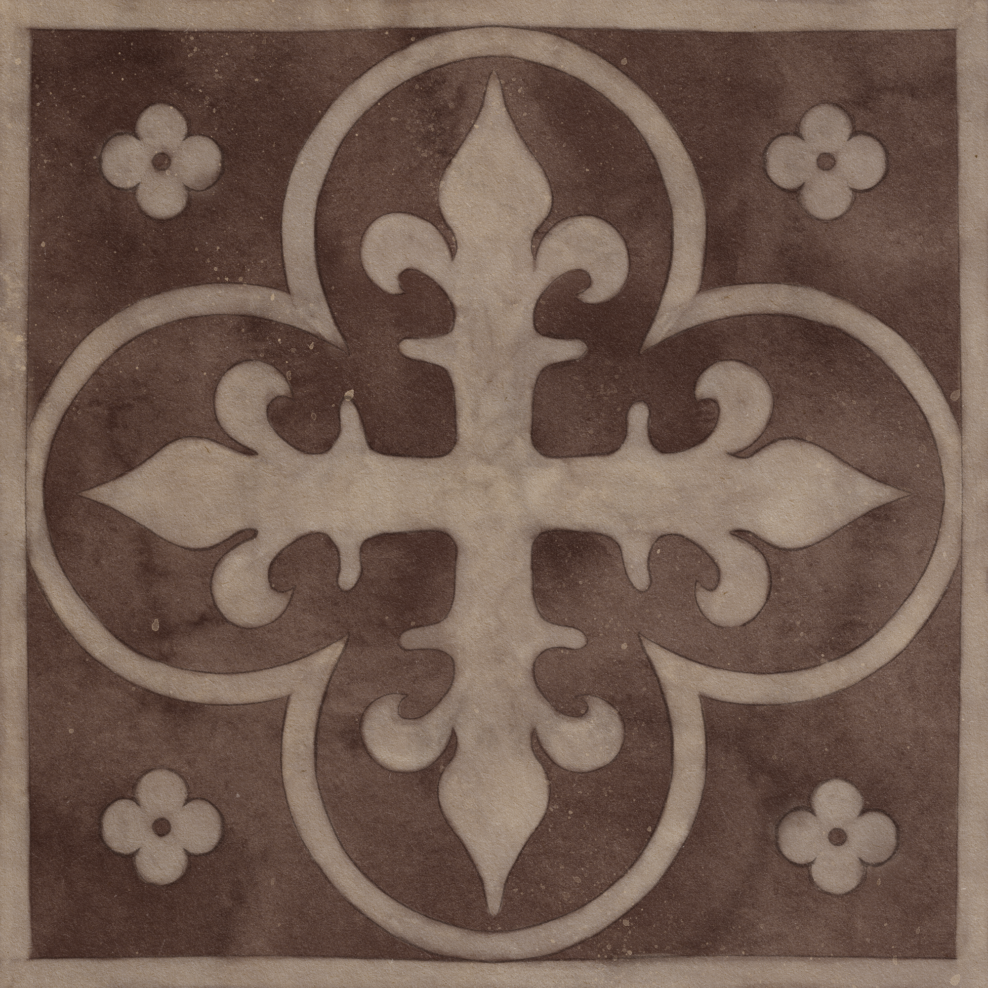 Digital watercolour illustration of a tile pattern from a medieval church in Dorset.