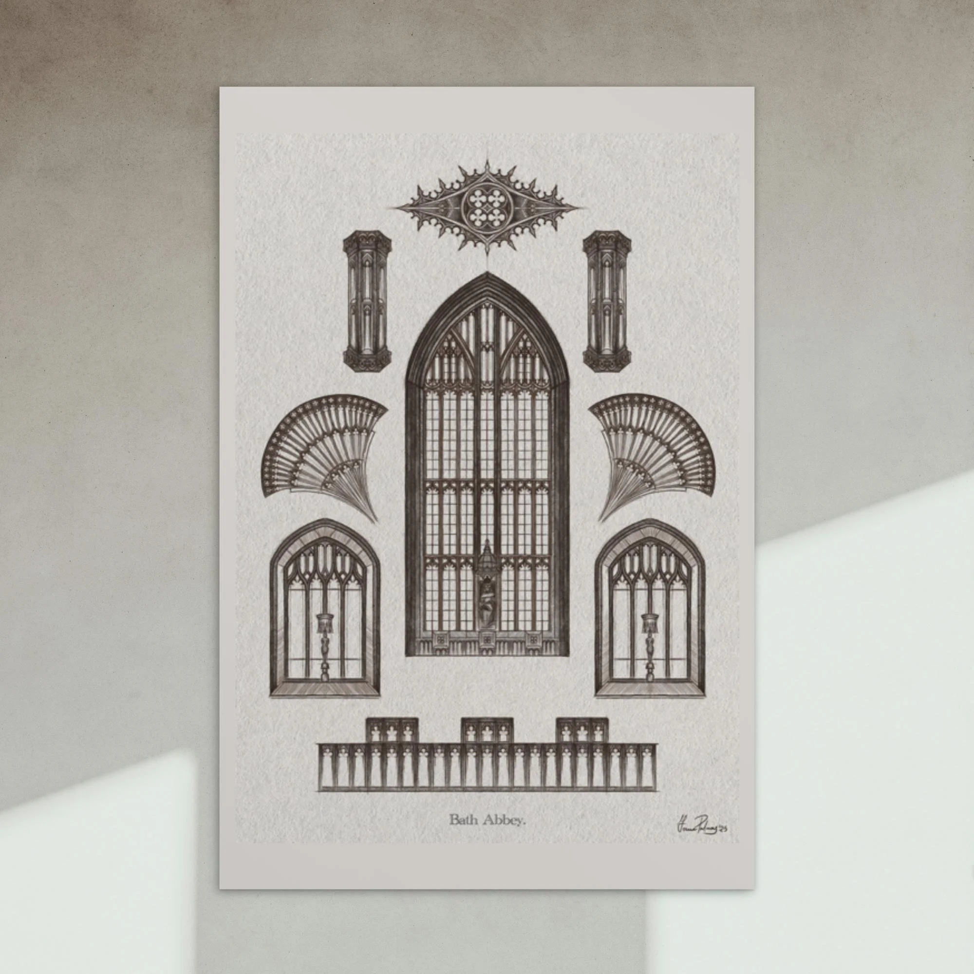 "Bath Abbey (inked)" Postcard print