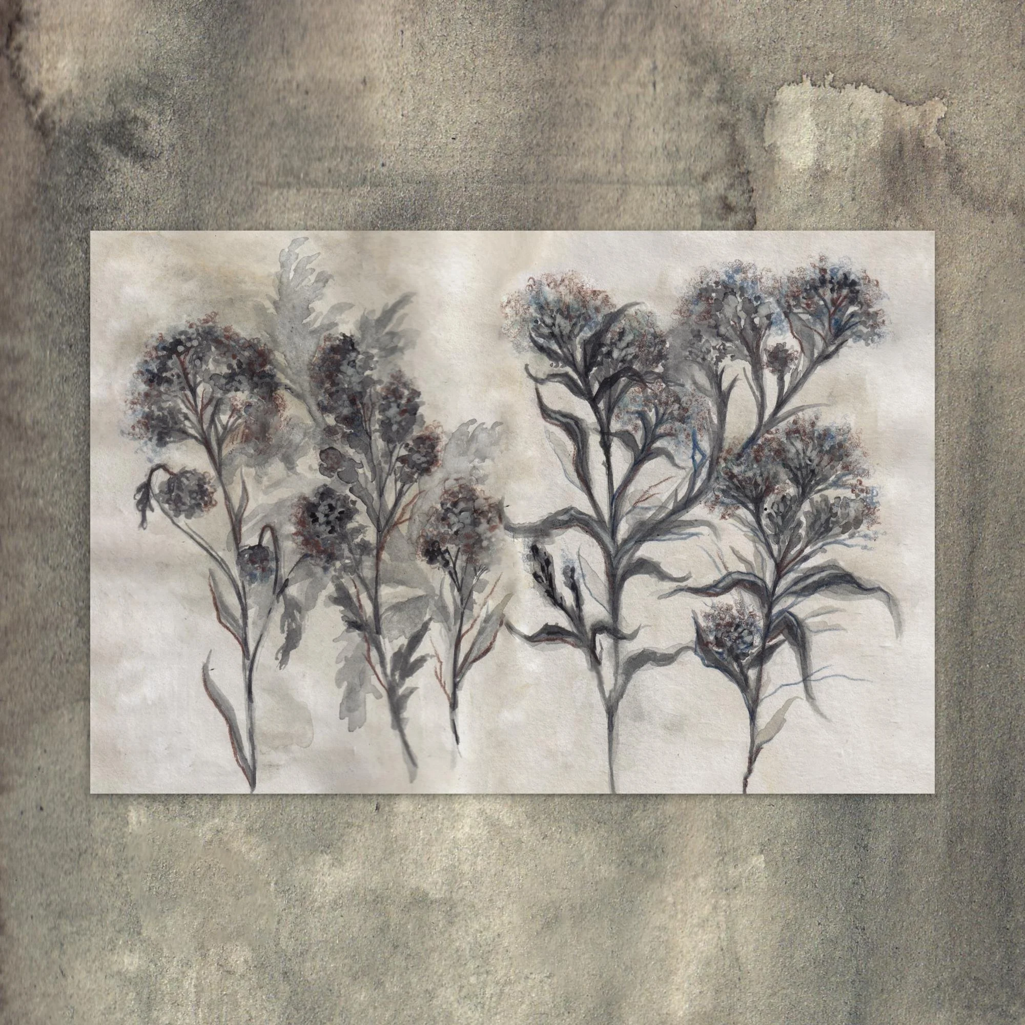 Payne's Grey Florals - Postcard print