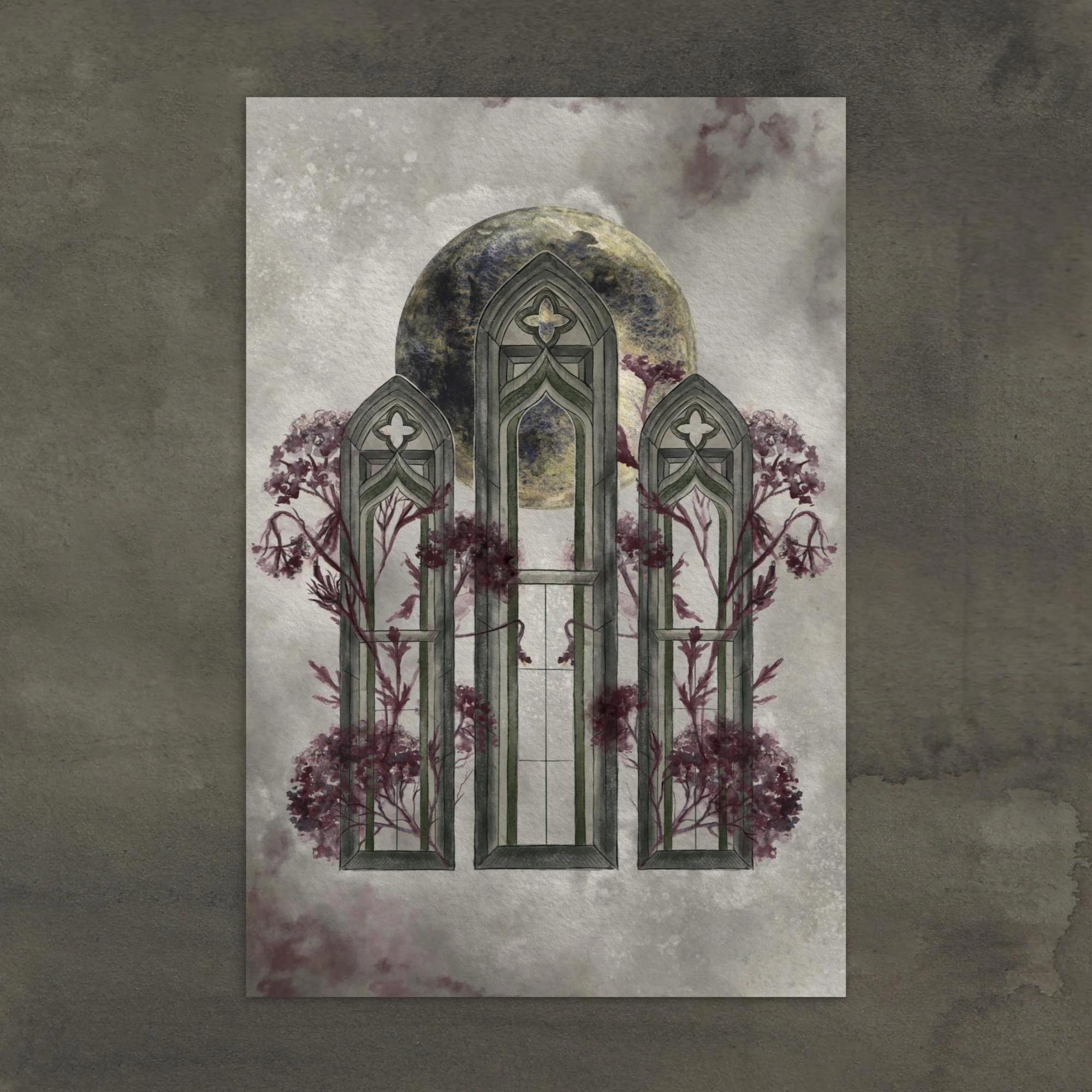 "Warwick Tryptic and Moon II" - Postcard print