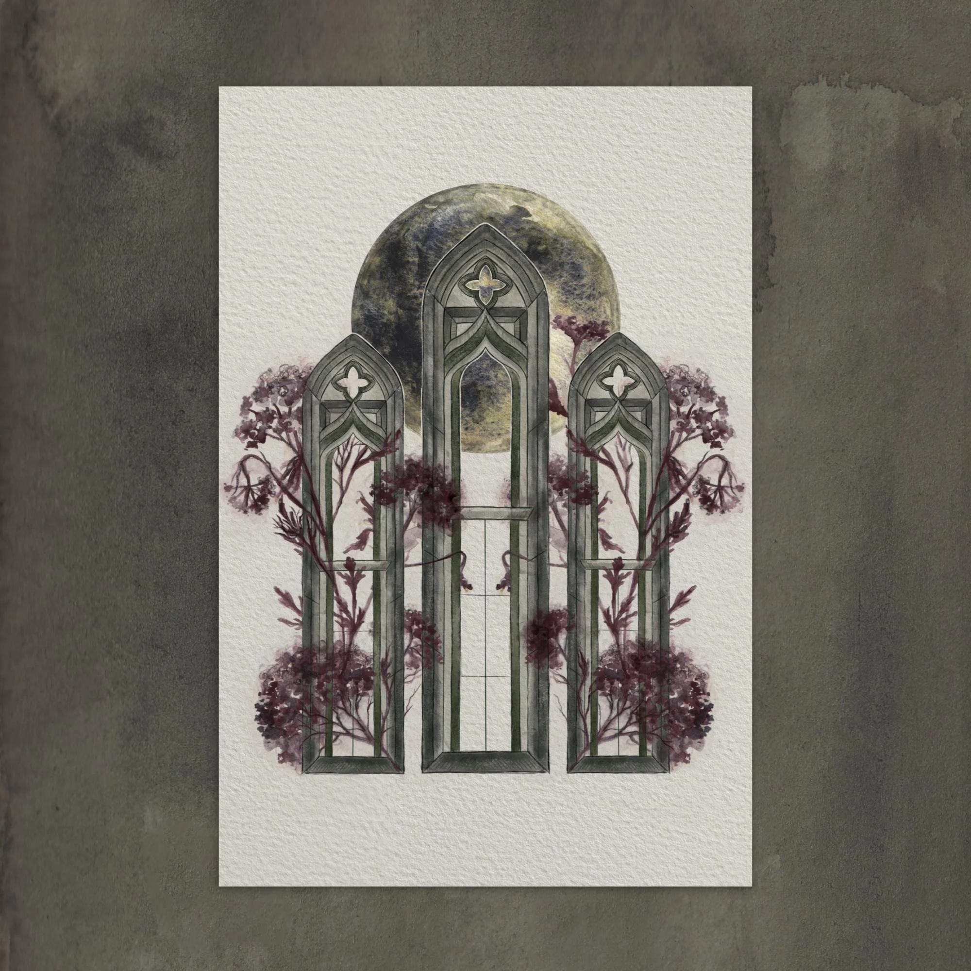 "Warwick tryptic and Moon" - Postcard print
