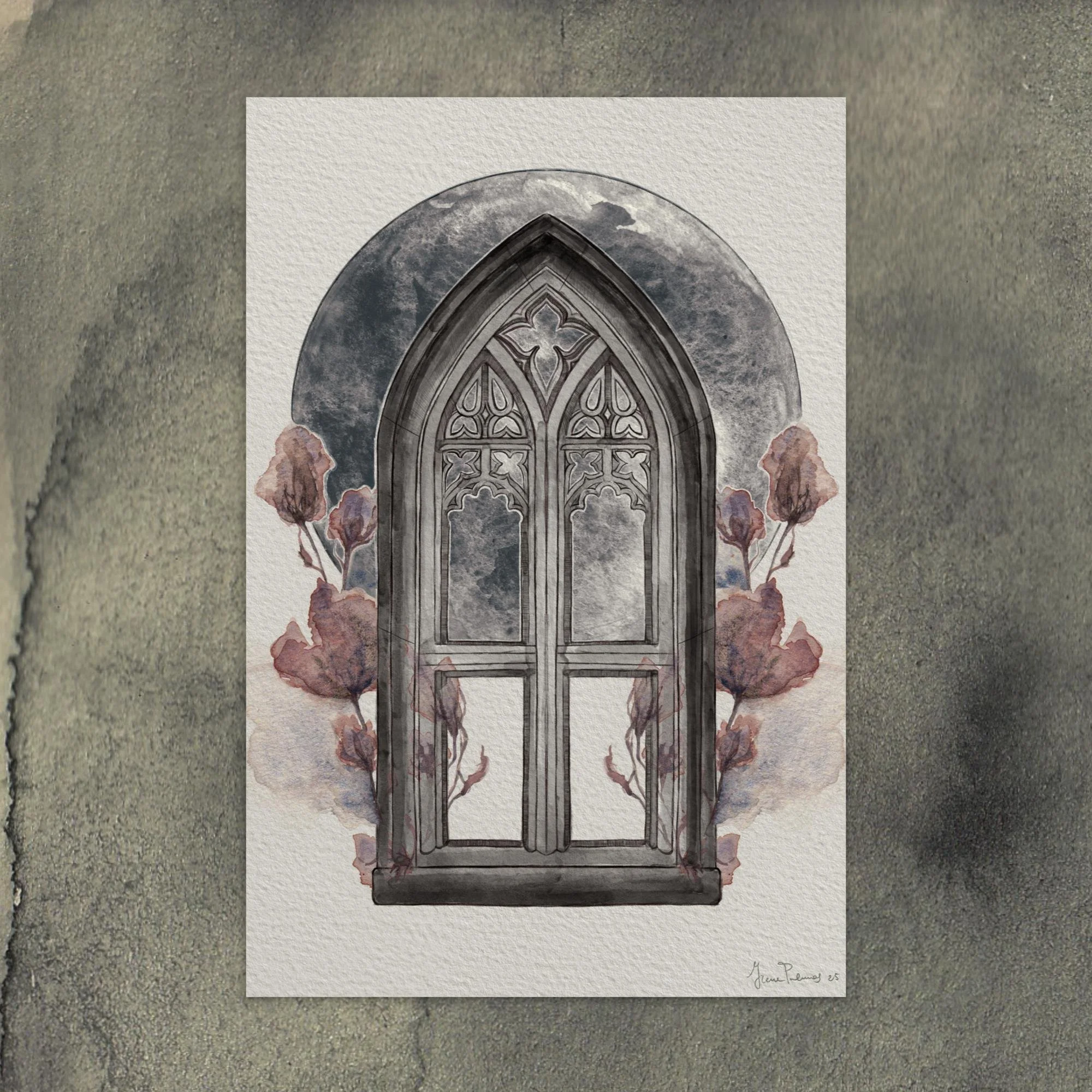 Warwick Window and Moon - Postcard Print