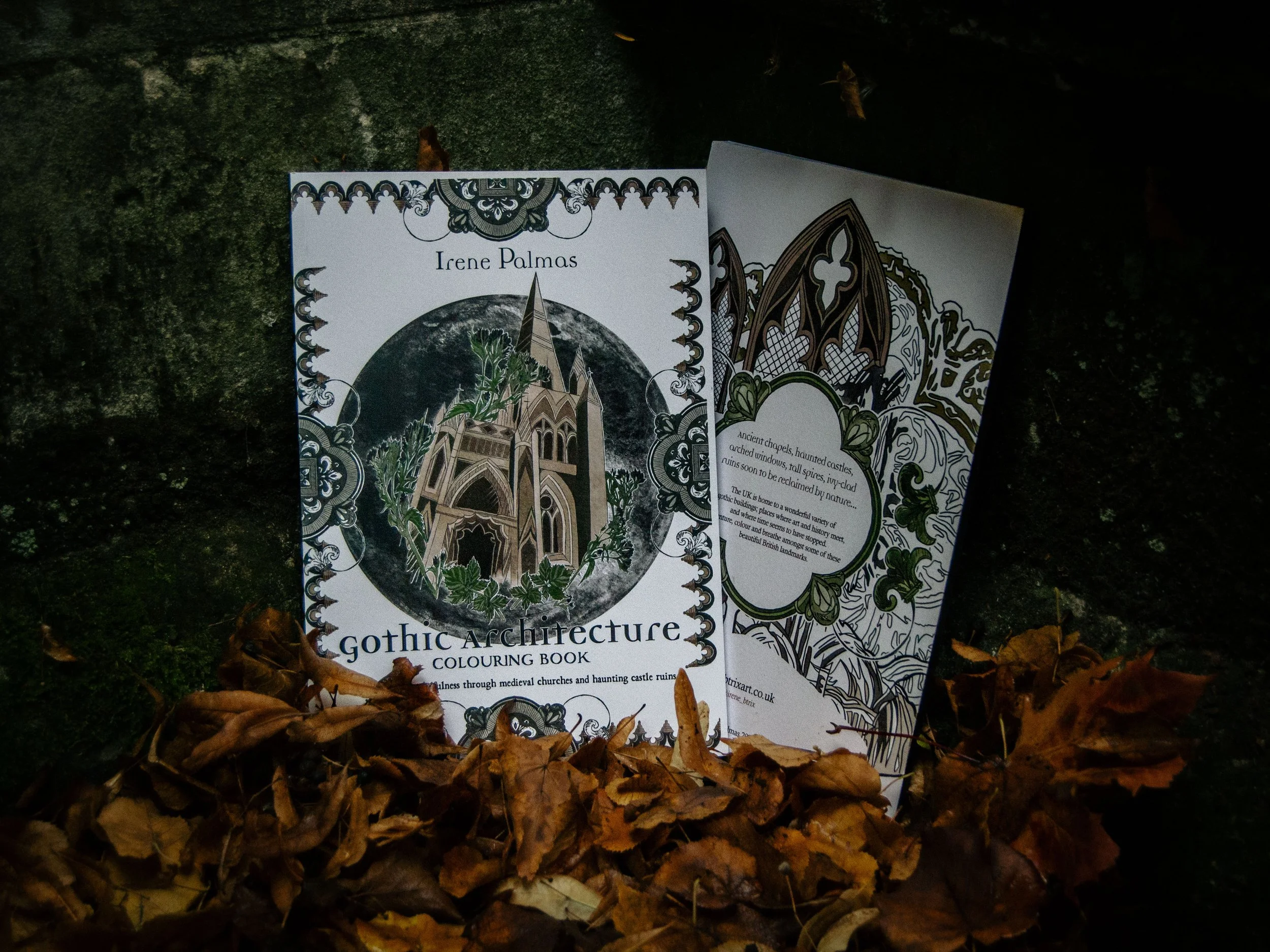 gothic architecture colouring book. Mindfulness through British landmarks. Medieval castles, churches, ruins.