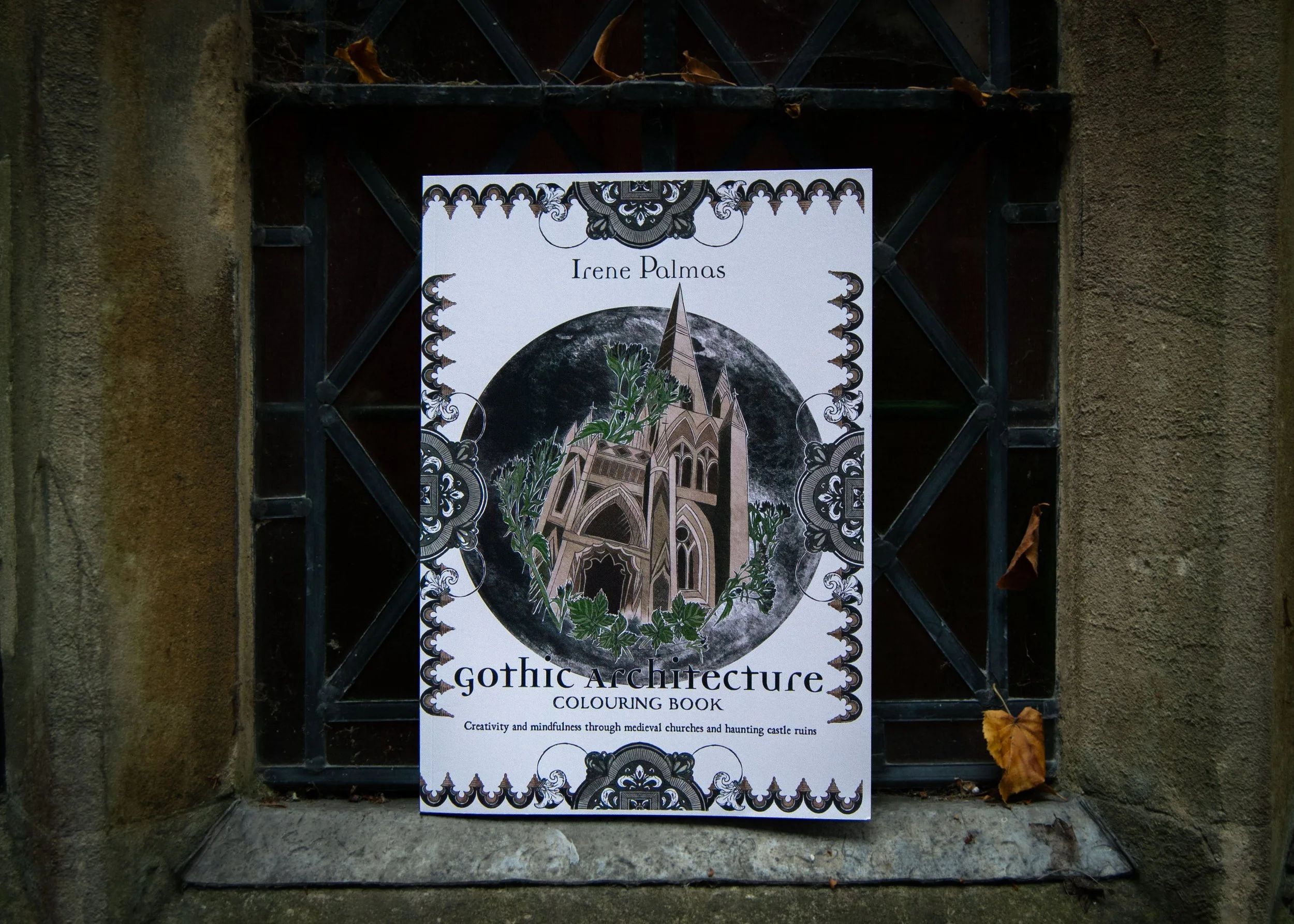 gothic architecture colouring book. Mindfulness through British landmarks. Medieval castles, churches, ruins.