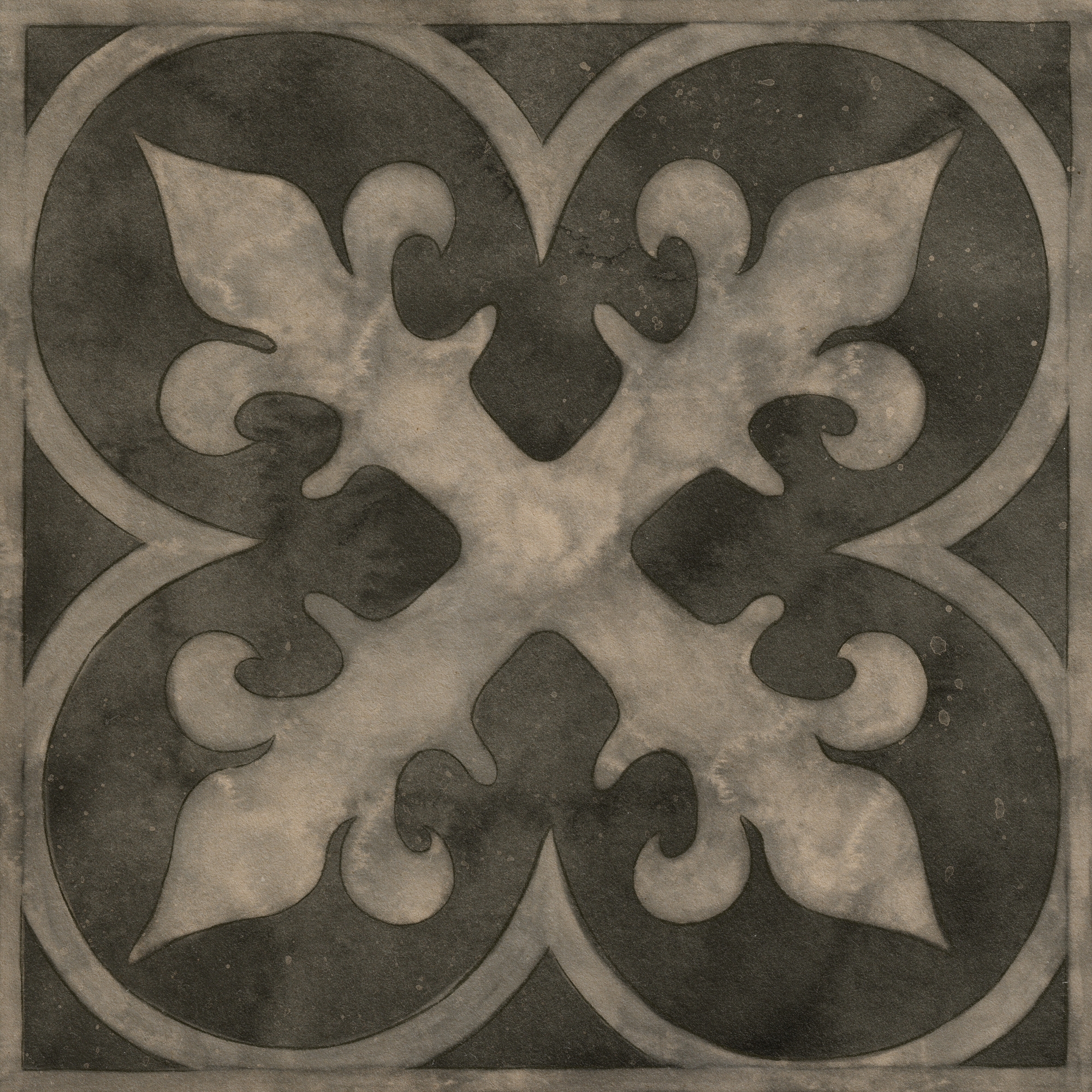 Digital watercolour illustration of a tile pattern from a medieval church in Dorset.
