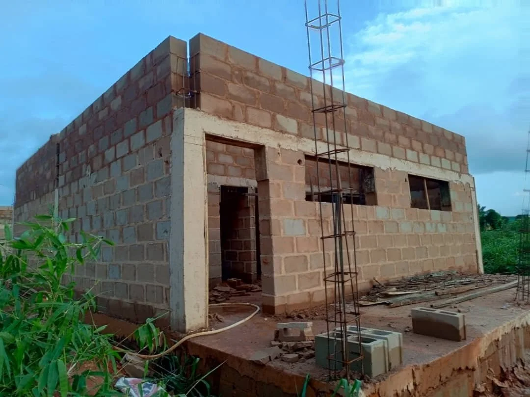Second toilet from the left side. Block work completed as well.