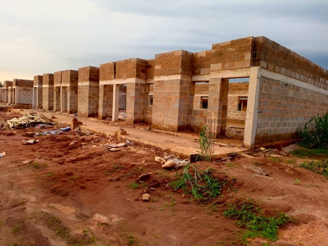 Library already at roofing level, block work completed.