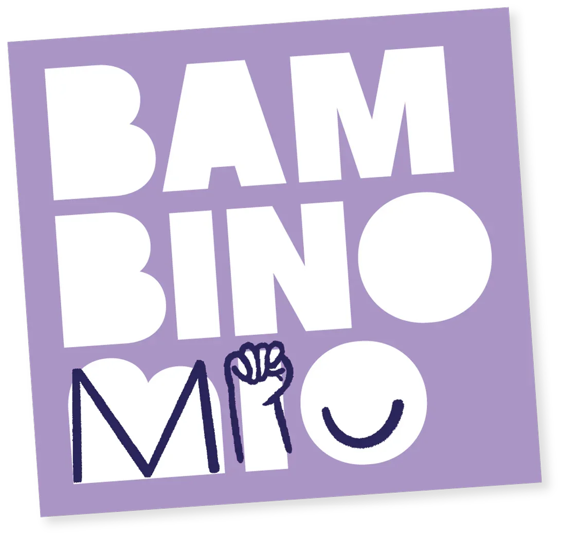 Purple and white logo with white text reading 'BAMBINOMIO'