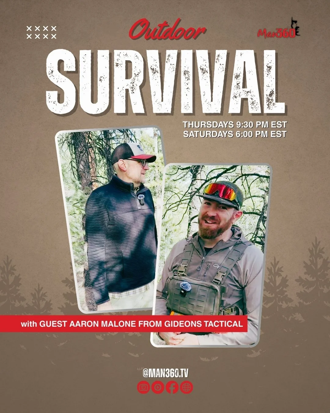 Tonight on Man360 &mdash; learn real outdoor survival tips from Aaron Malone of Gideons Tactical! 🌲🔥 Whether you're an adventurer or just want to be prepared, you won&rsquo;t want to miss this practical and powerful conversation. Tune in tonight! ?