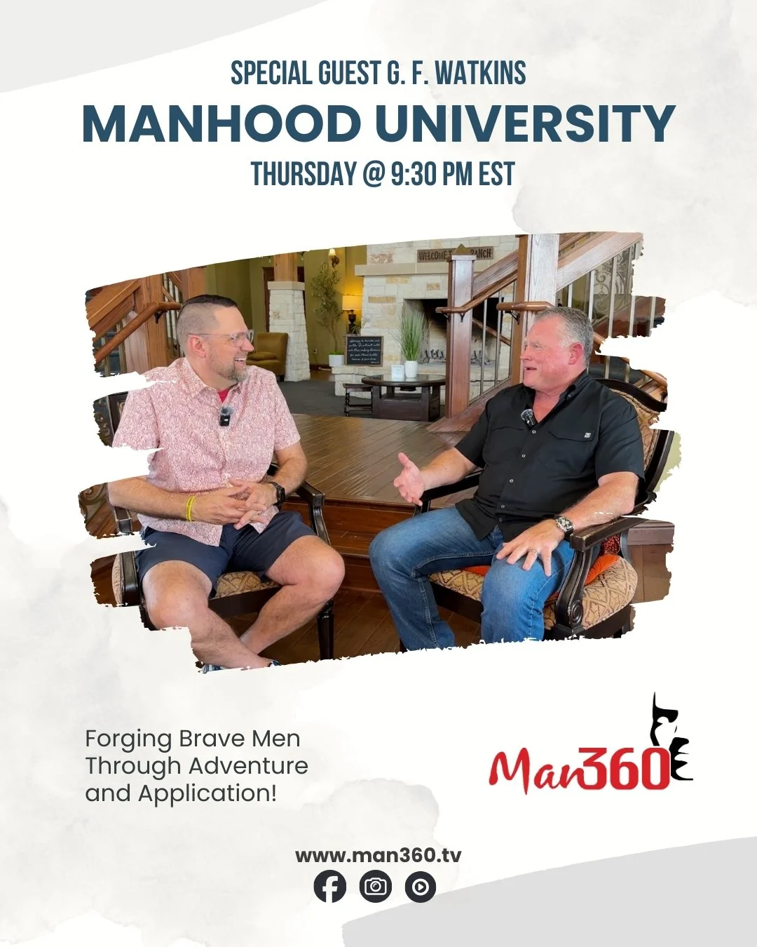 Real courage. Real growth. Real brotherhood. 💪 Manhood University equips men to live out their faith with purpose, accountability, and bold action. Watch the Man360 episode with G. F. Watkins this Thursday at 9:30 pm EST.

For all the ways to watch 