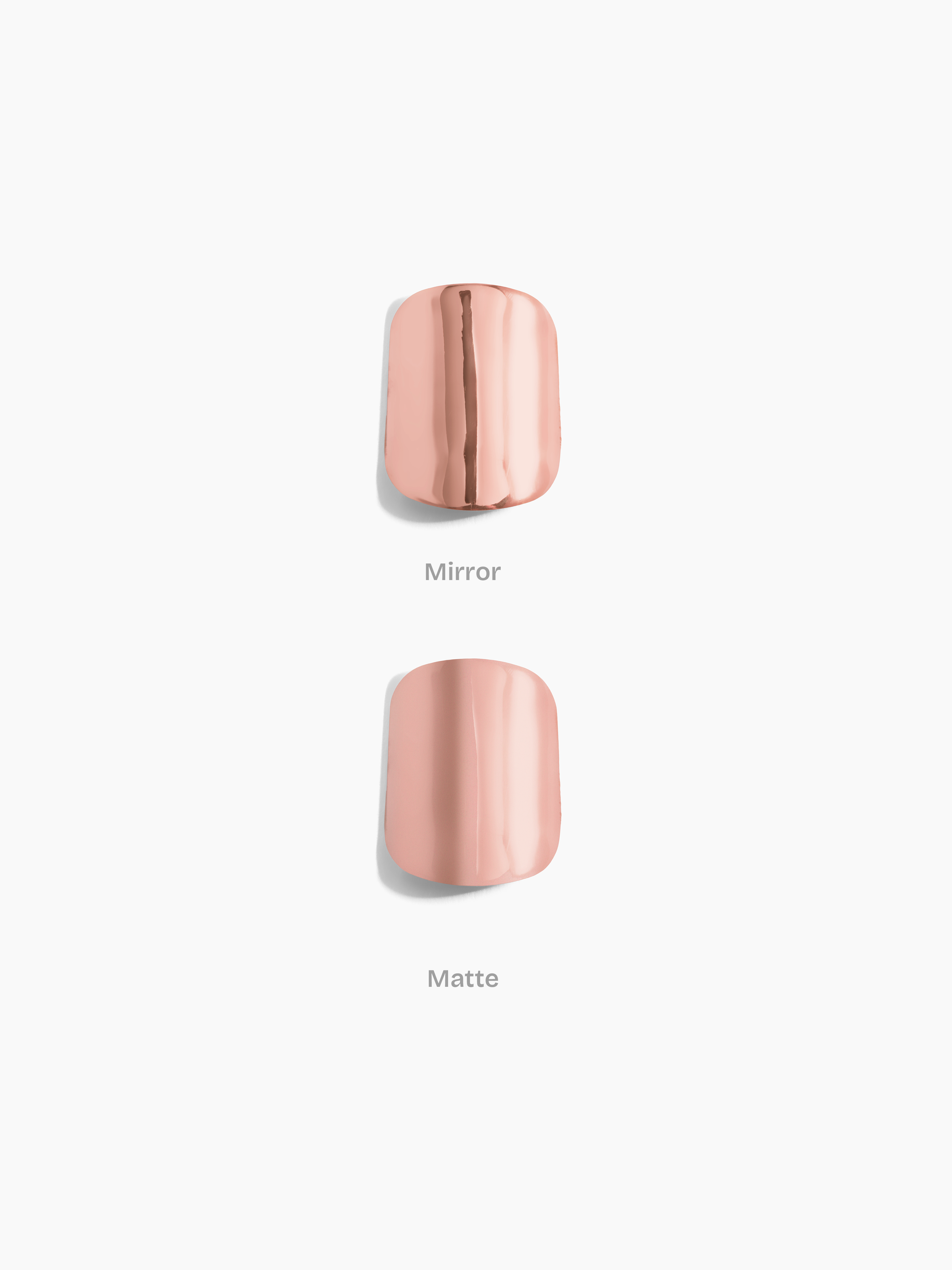 14k rose gold nails, mirror and matte finish comparison