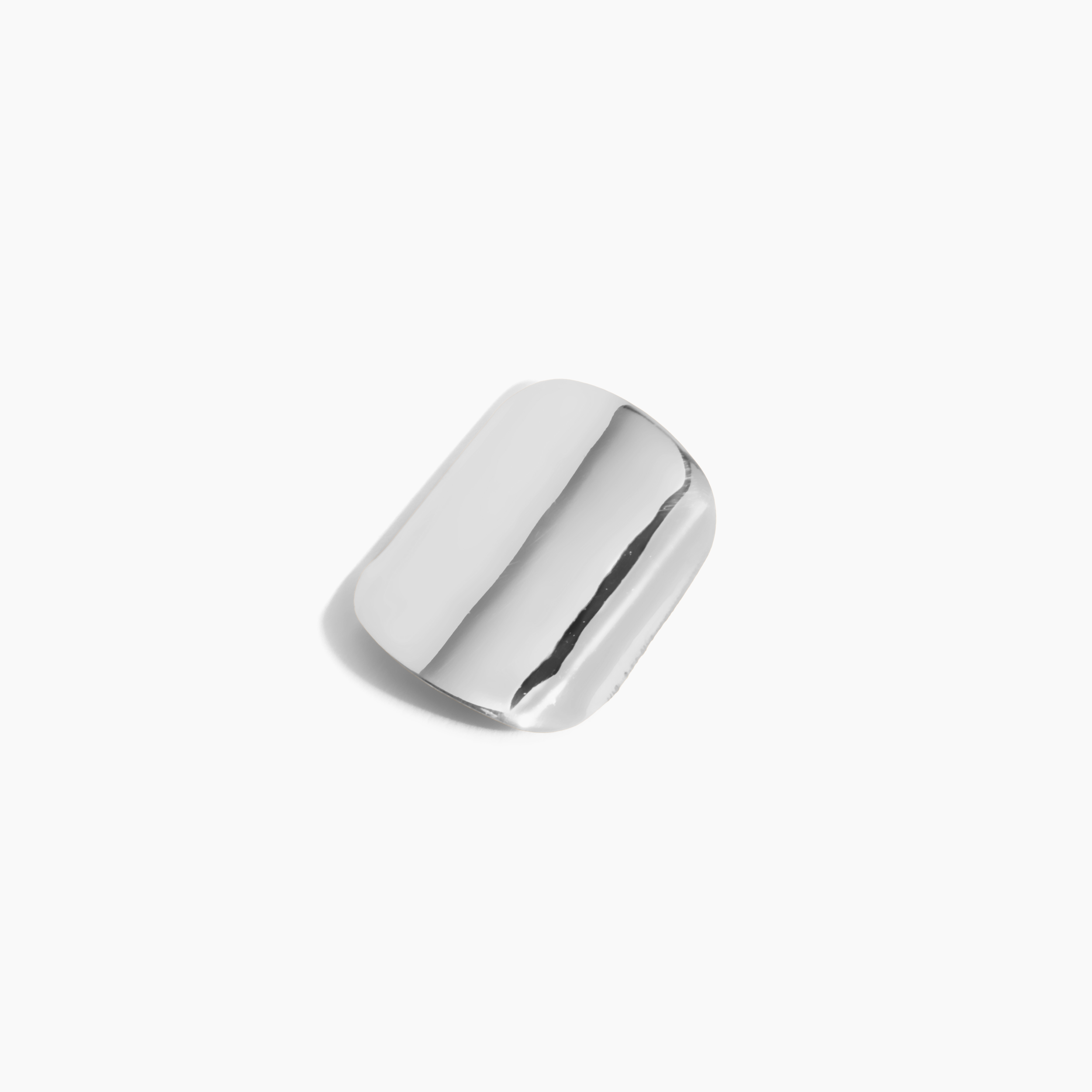 14k white gold nail close-up, mirror finish