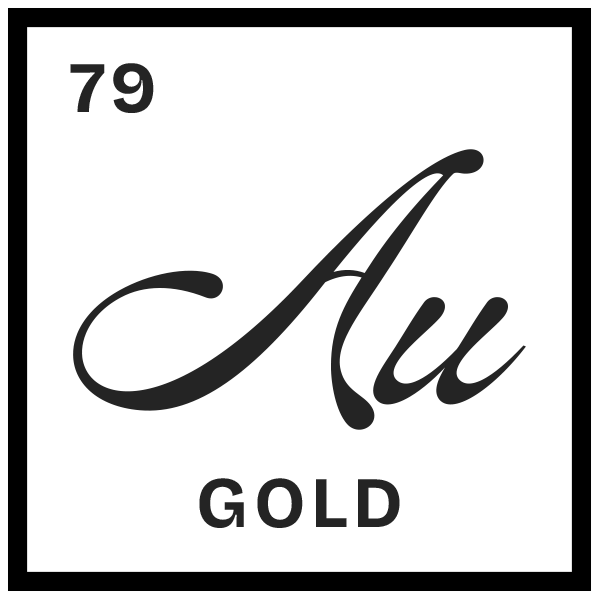Gold element symbol Au representing luxury materials used in Stey Gold 14k press-on nails