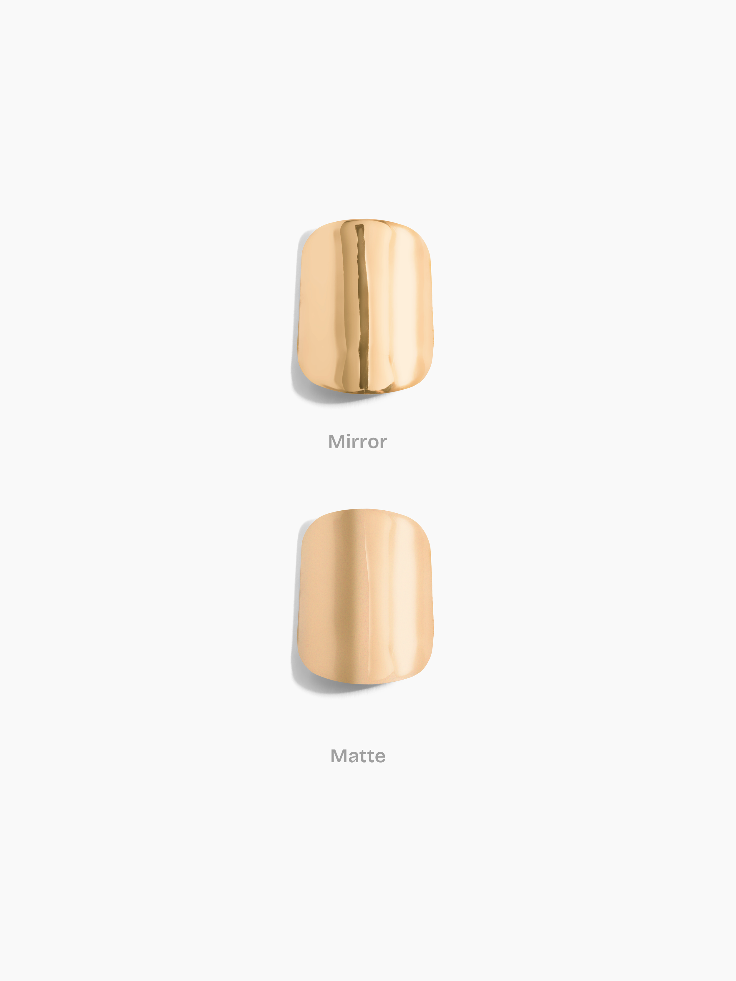 14k yellow gold nails, mirror and matte finish comparison