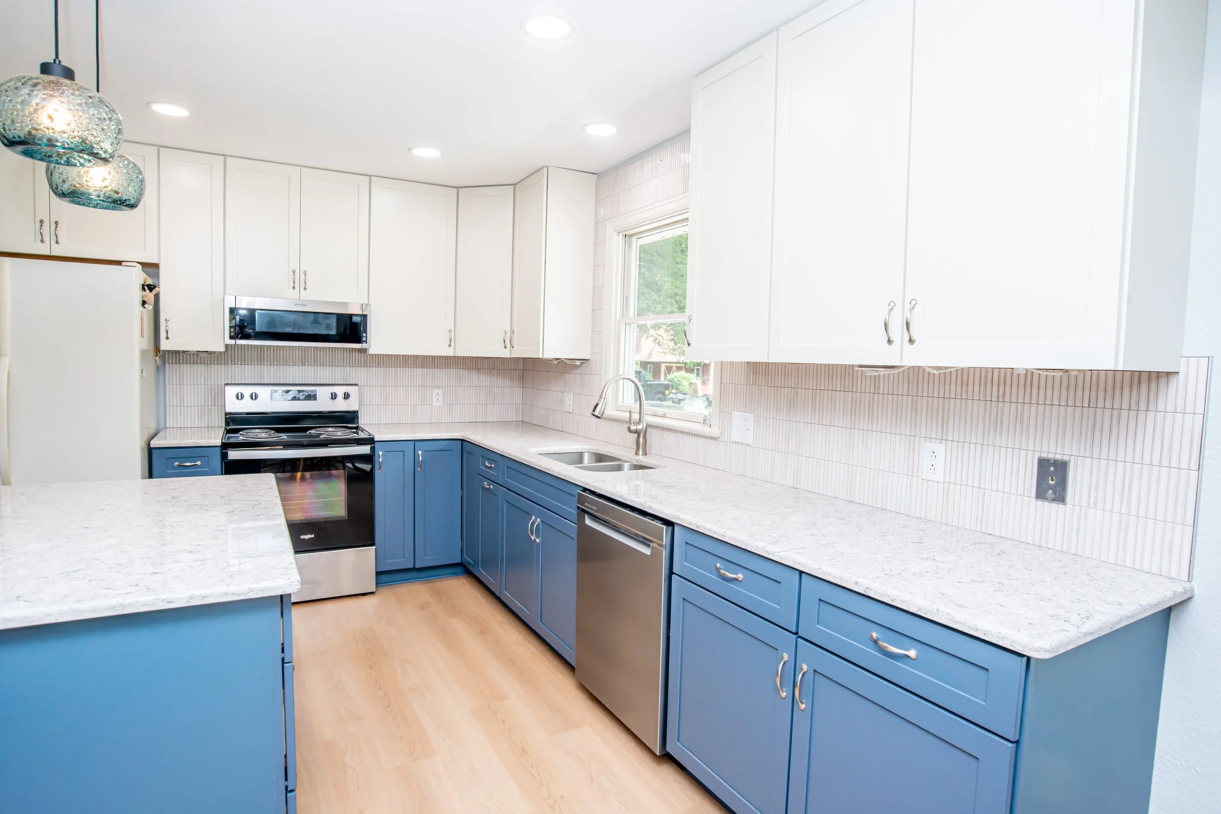 Duo Tone Kitchen in blue and white in Waterville, Ohio