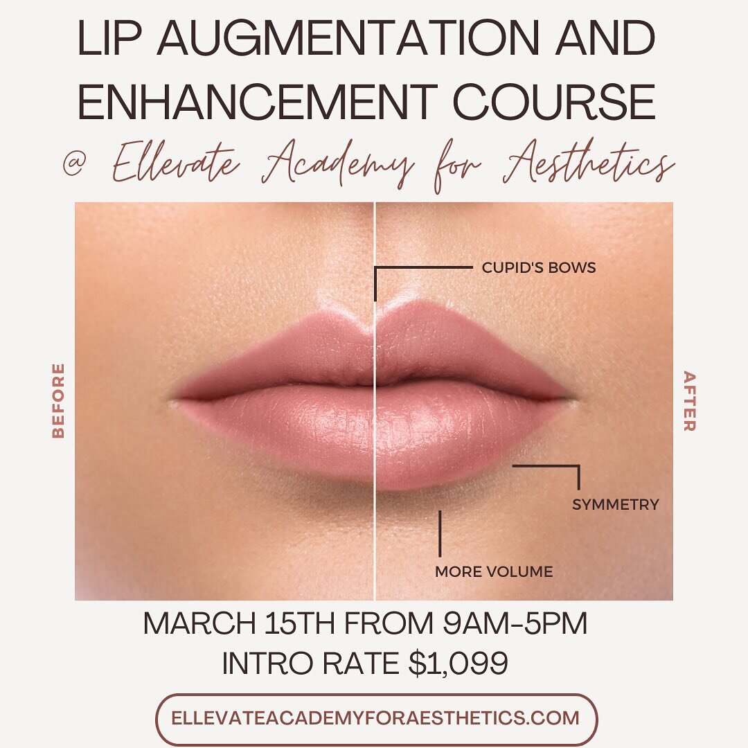 Next lip filler certification! #LipAugmentation #BeautyCourse #EnhanceYourCraft #lipenhancement #lipfiller #lipfillerbeforeandafter #lipfillertraining #lipfillercourse #ellevateacademyforaesthetics #learntoinject #learnfillers #aesthetictraining #aes