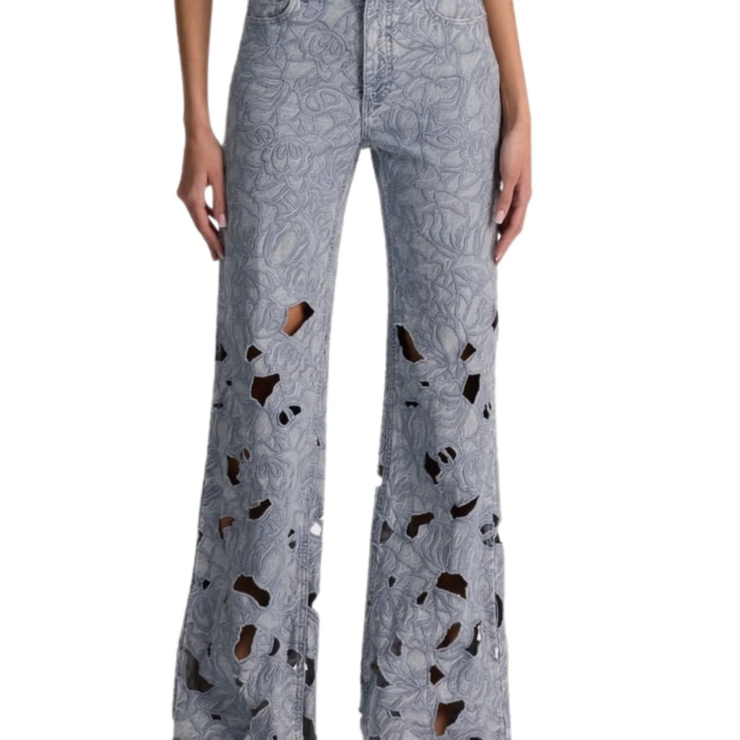 Alice + Olivia Chic Laser-Cut Jean in Rockstar Blue