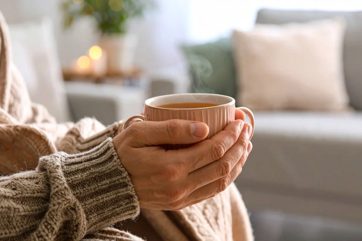 Mindful morning rituals like intentional sipping support winter self-care for busy women