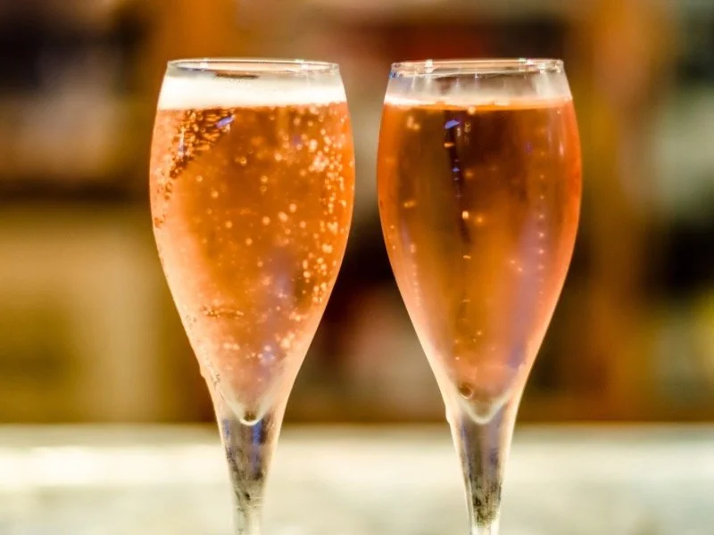 Two glasses of sparkling cava for a Spanish Christmas toast.