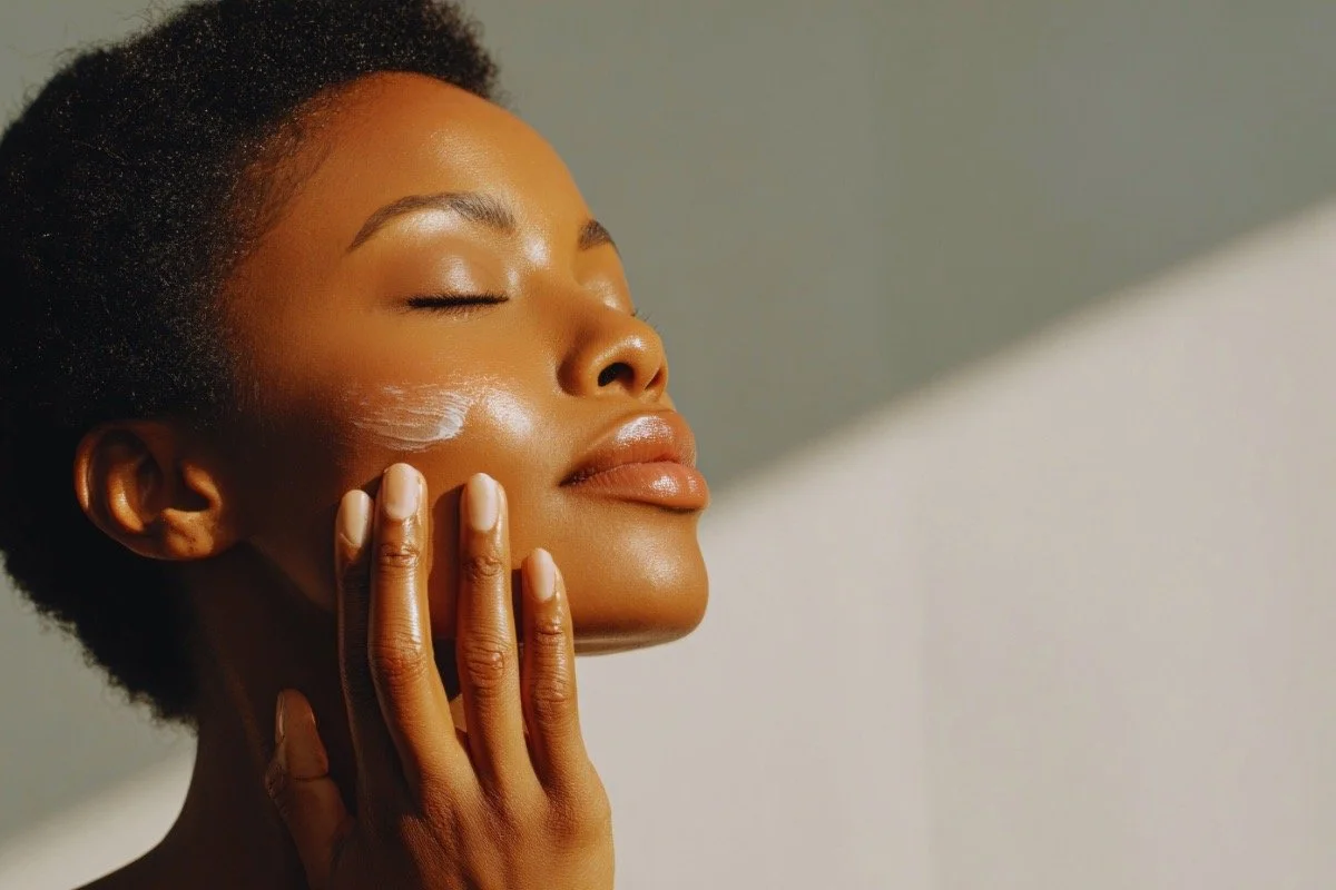 Person gently applying moisturizer to calm skin, illustrating the gradual timeline of skin barrier repair and recovery