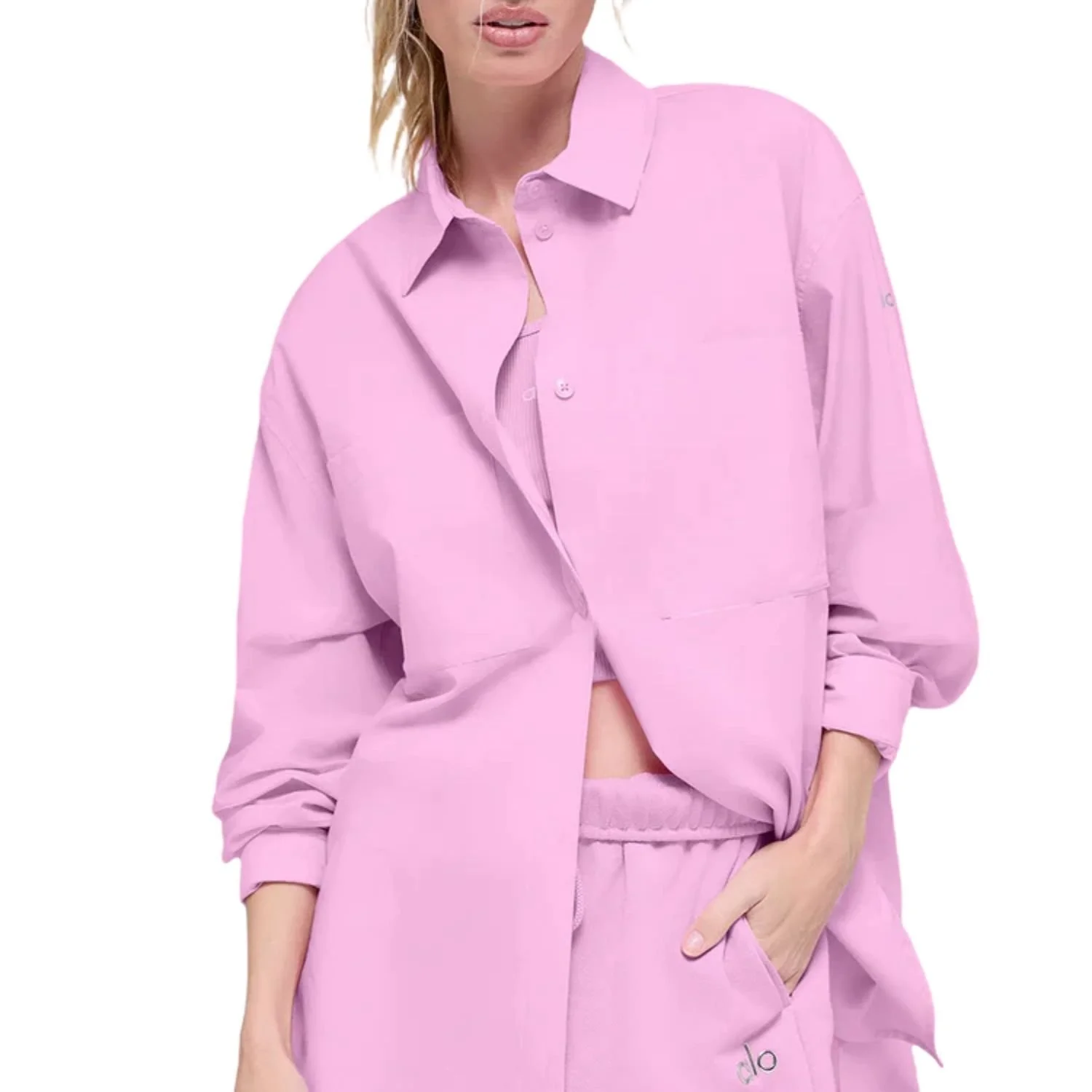 Button Up Long Sleeve Cotton Shirt by ALO