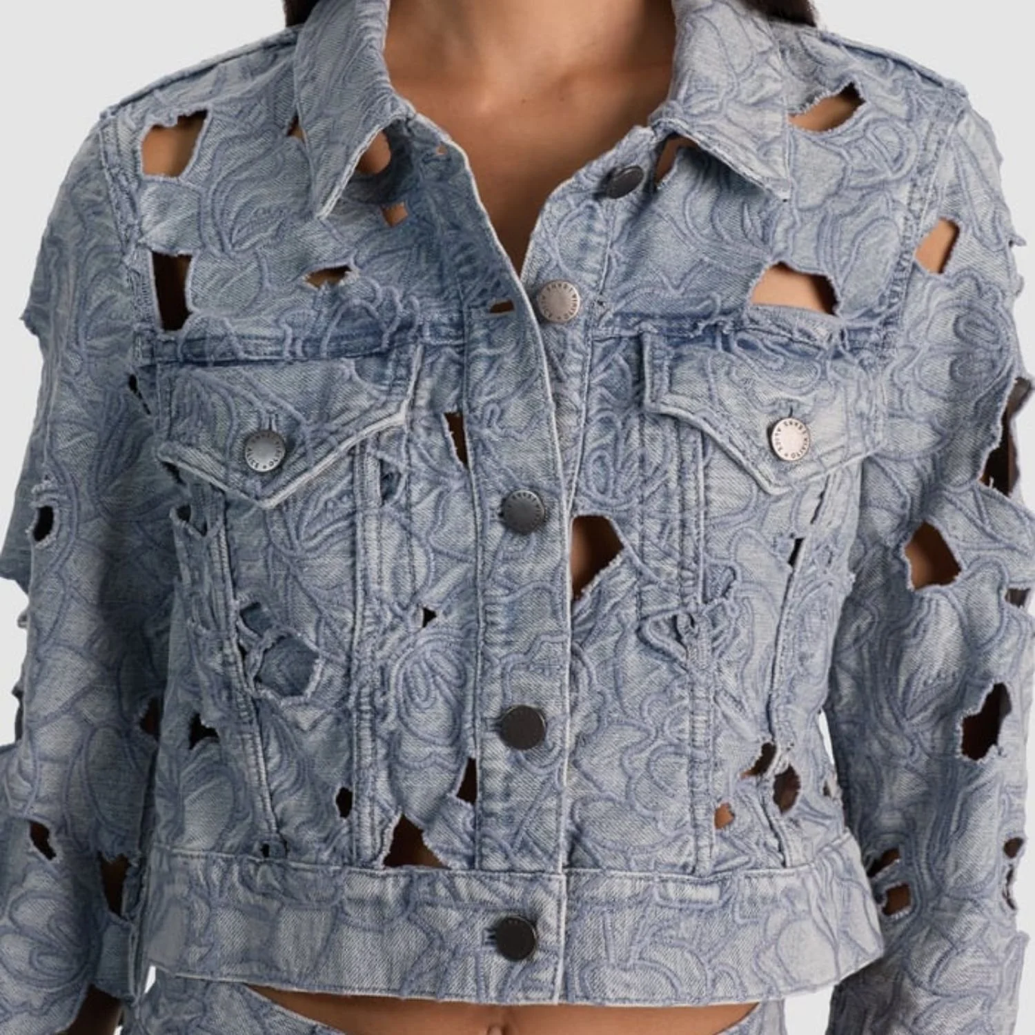 Casual Denim Jacket in Rockstar Blue- Alicia + Olivia 