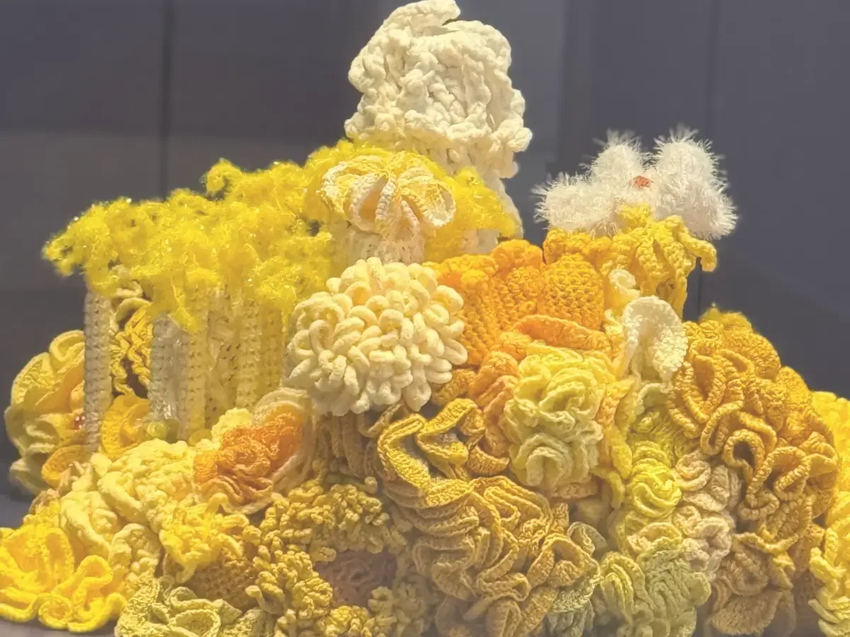 Crocheted coral, Carnegie Museum of Art exhibition. Accompanying What the Museum Started Selling essay.
