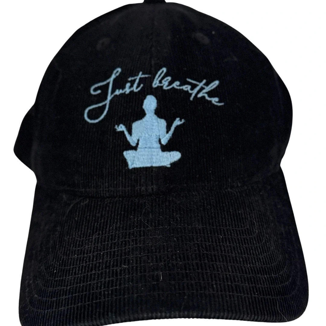 one-of-a-kind-just-breathe-black-corduroy-hat-light-blue-embroidery.webp