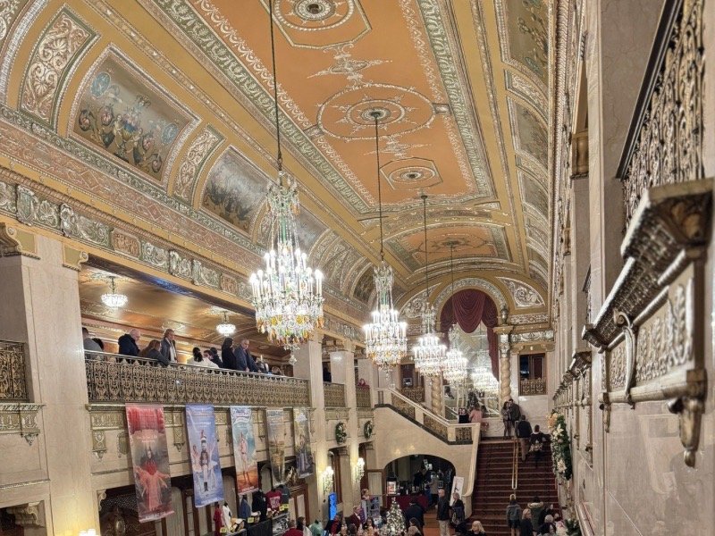 The festive lobby of the Benedum Center before The Nutcracker performance.