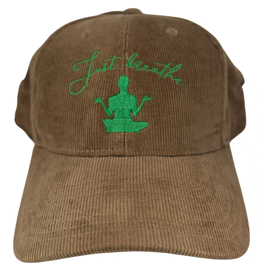 one-of-a-kind-just-breathe-brown-corduroy-hat-green-embroidery.webp