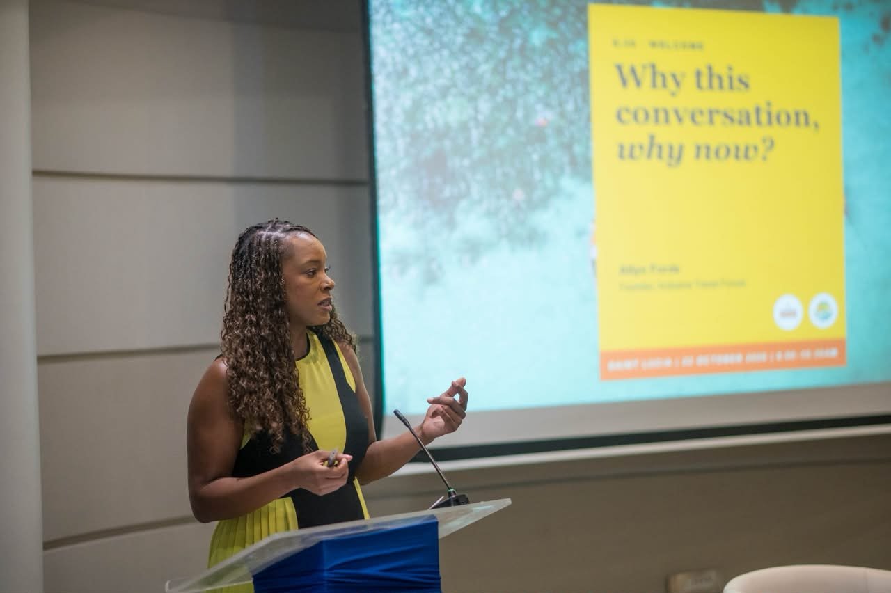 Atlyn Forde, founder of the Inclusive Travel Forum, presenting at the breakfast in Saint Lucia