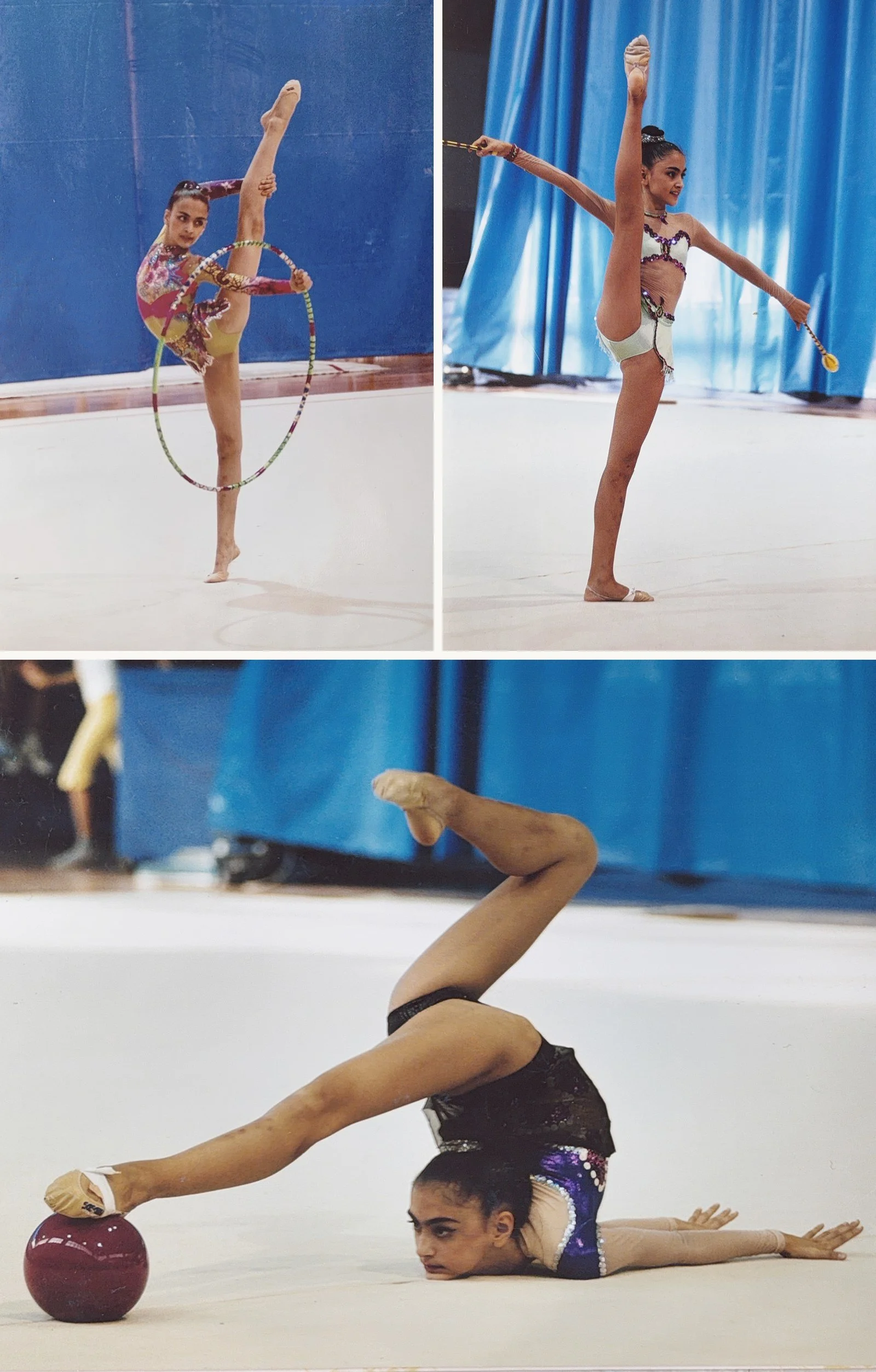 Ioanna competing in rhythmic gymnastics for the Greek National Team