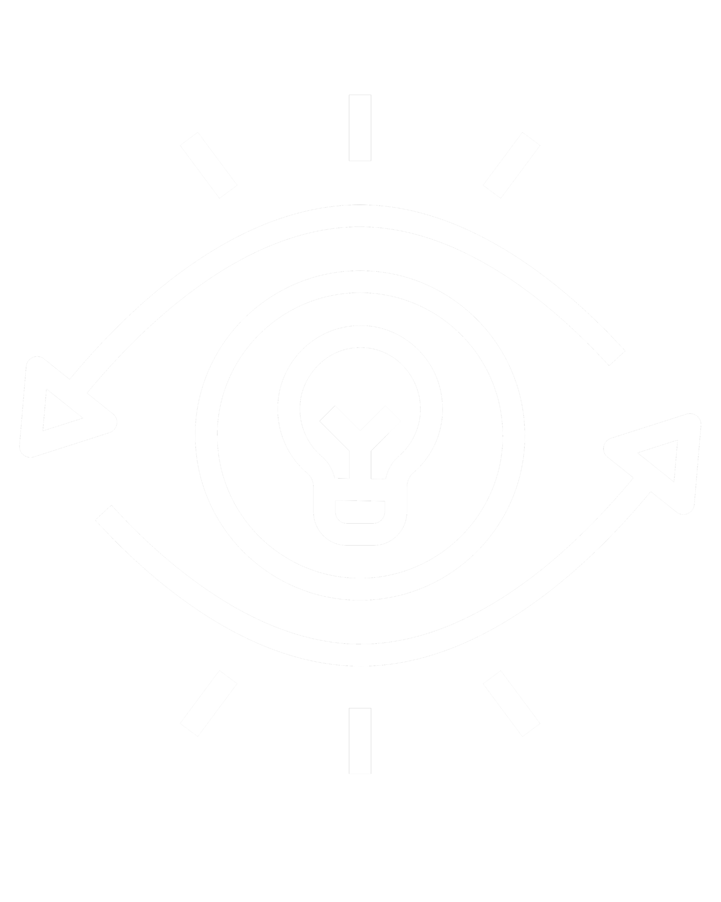 Icon of an eye with a lightbulb inside, surrounded by dashed lines and arrows, symbolizing ideas or insight.